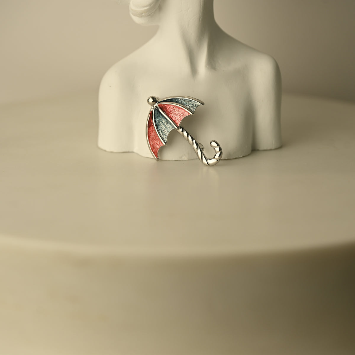 Red & Silver Umbrella Brooch