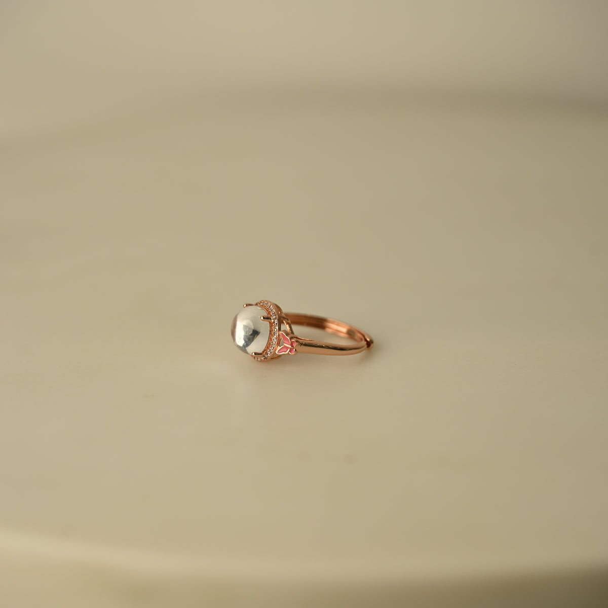 Crystal Butterfly Dome Ring
