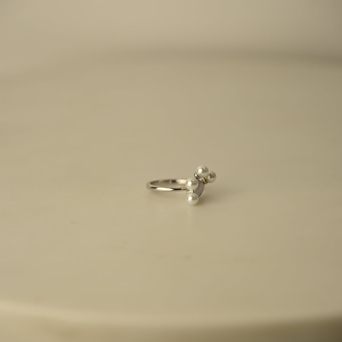 Pearl Heart Cluster Ring