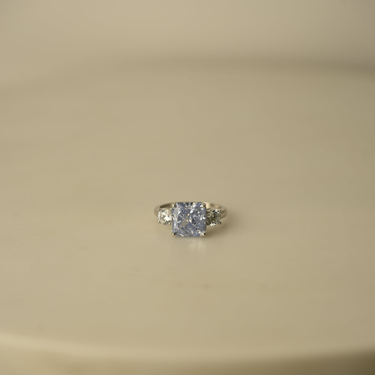Cushion Cut Crystal Halo Ring