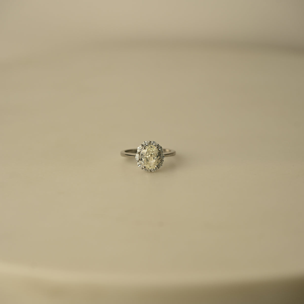 Oval Halo Crystal Statement Ring