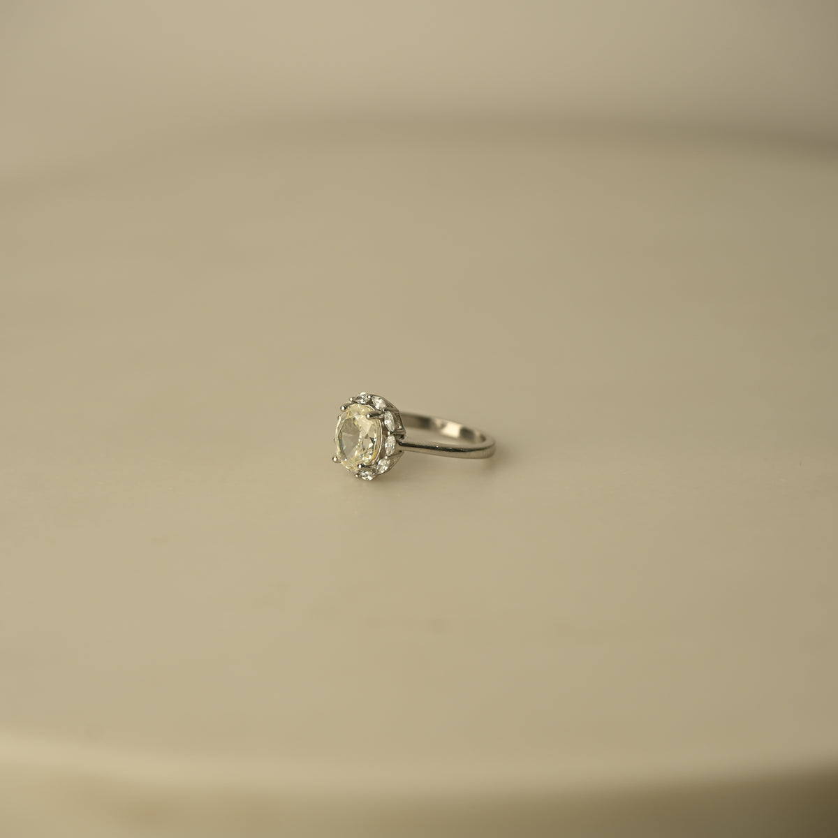 Oval Halo Crystal Statement Ring