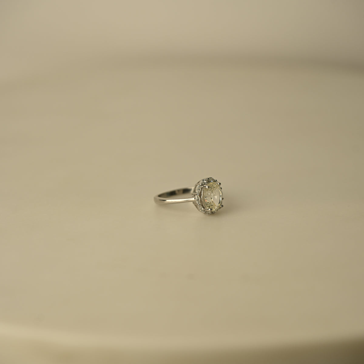 Oval Halo Crystal Statement Ring