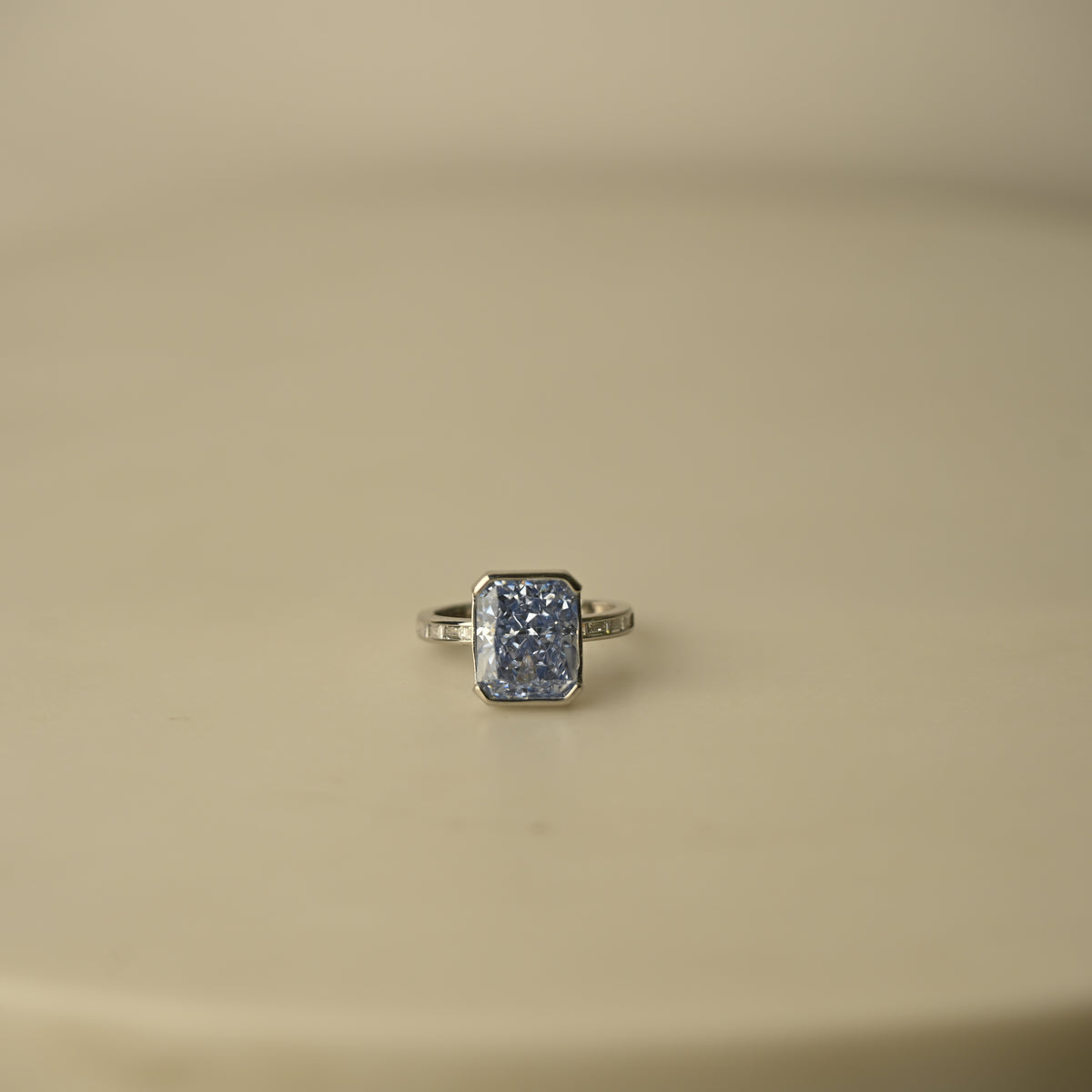Pink Emerald-Cut Crystal Statement Ring