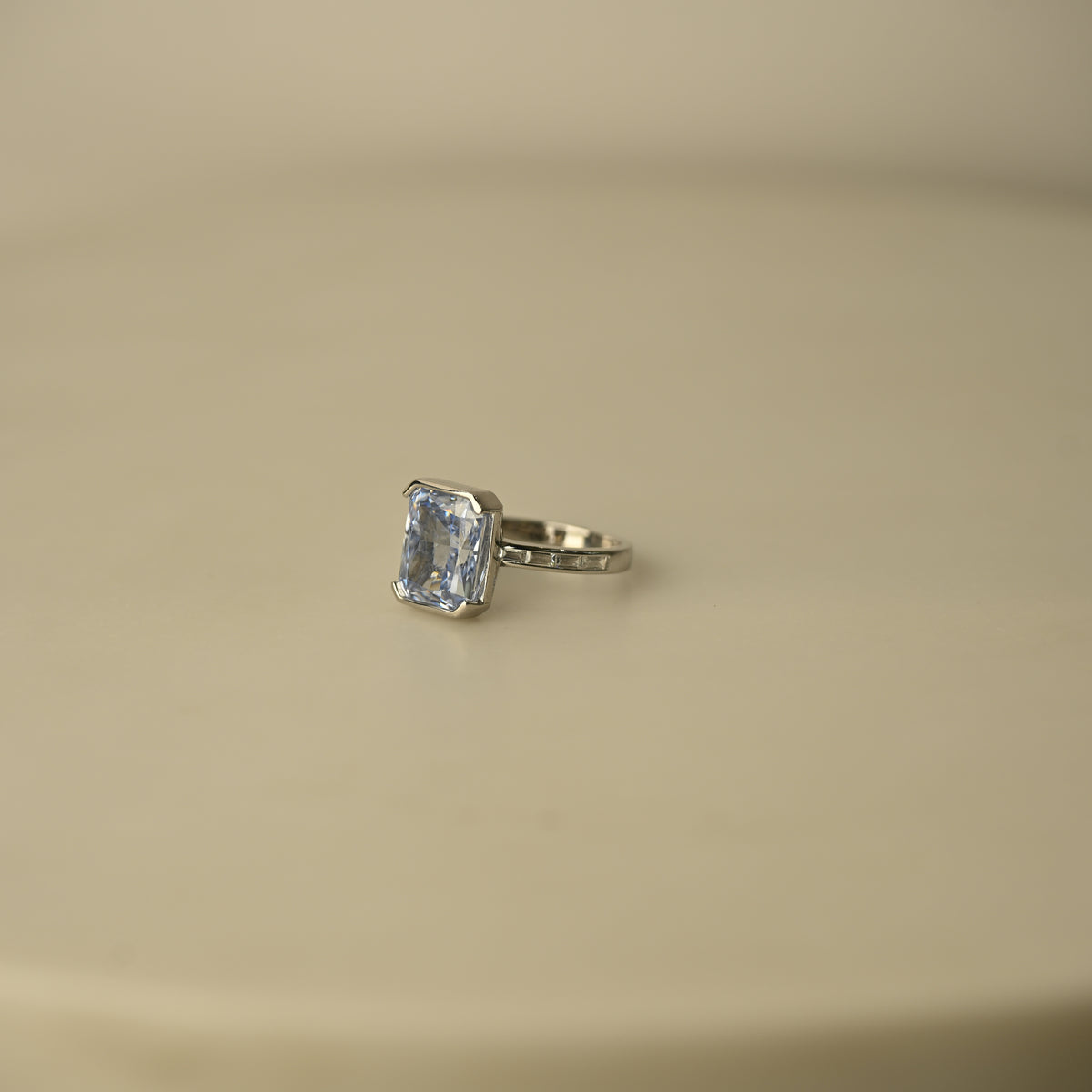 Pink Emerald-Cut Crystal Statement Ring