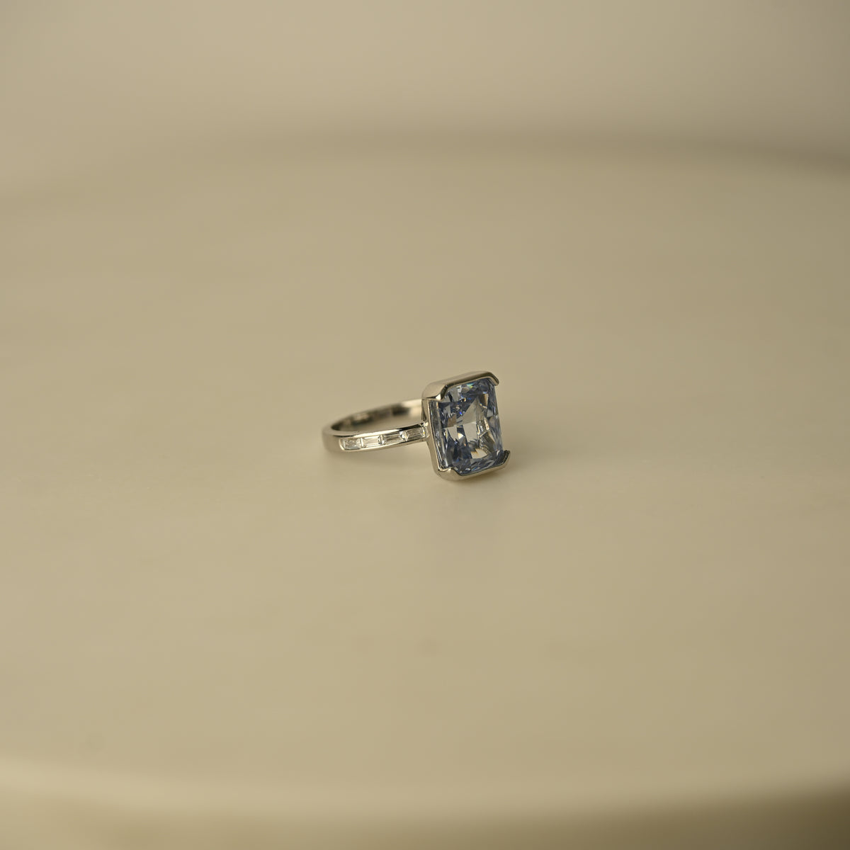 Pink Emerald-Cut Crystal Statement Ring