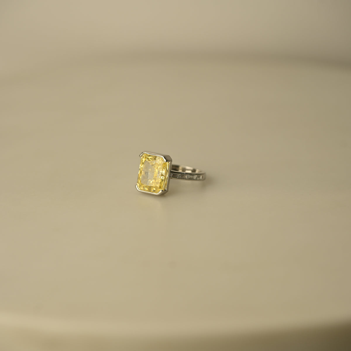 Pink Emerald-Cut Crystal Statement Ring