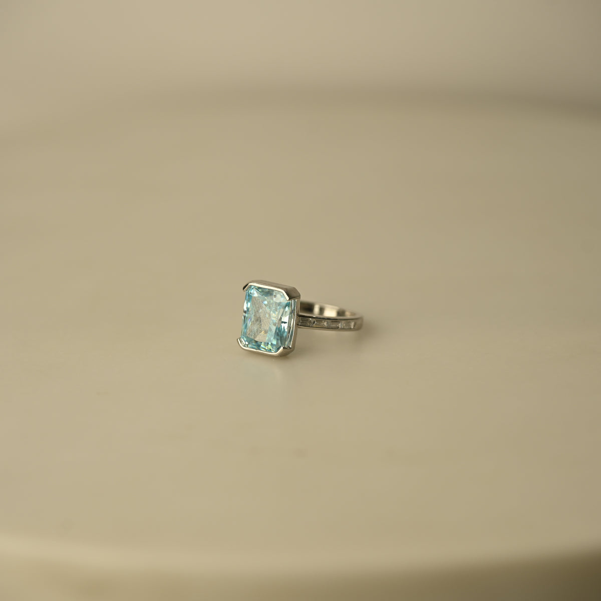 Pink Emerald-Cut Crystal Statement Ring
