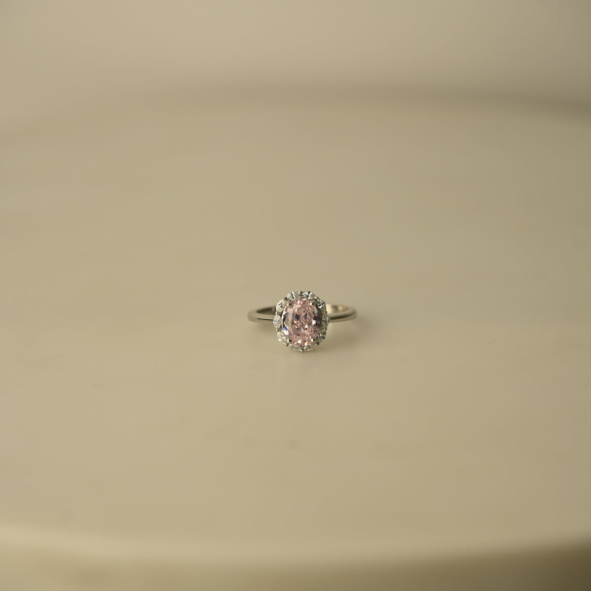 Oval Halo Crystal Statement Ring