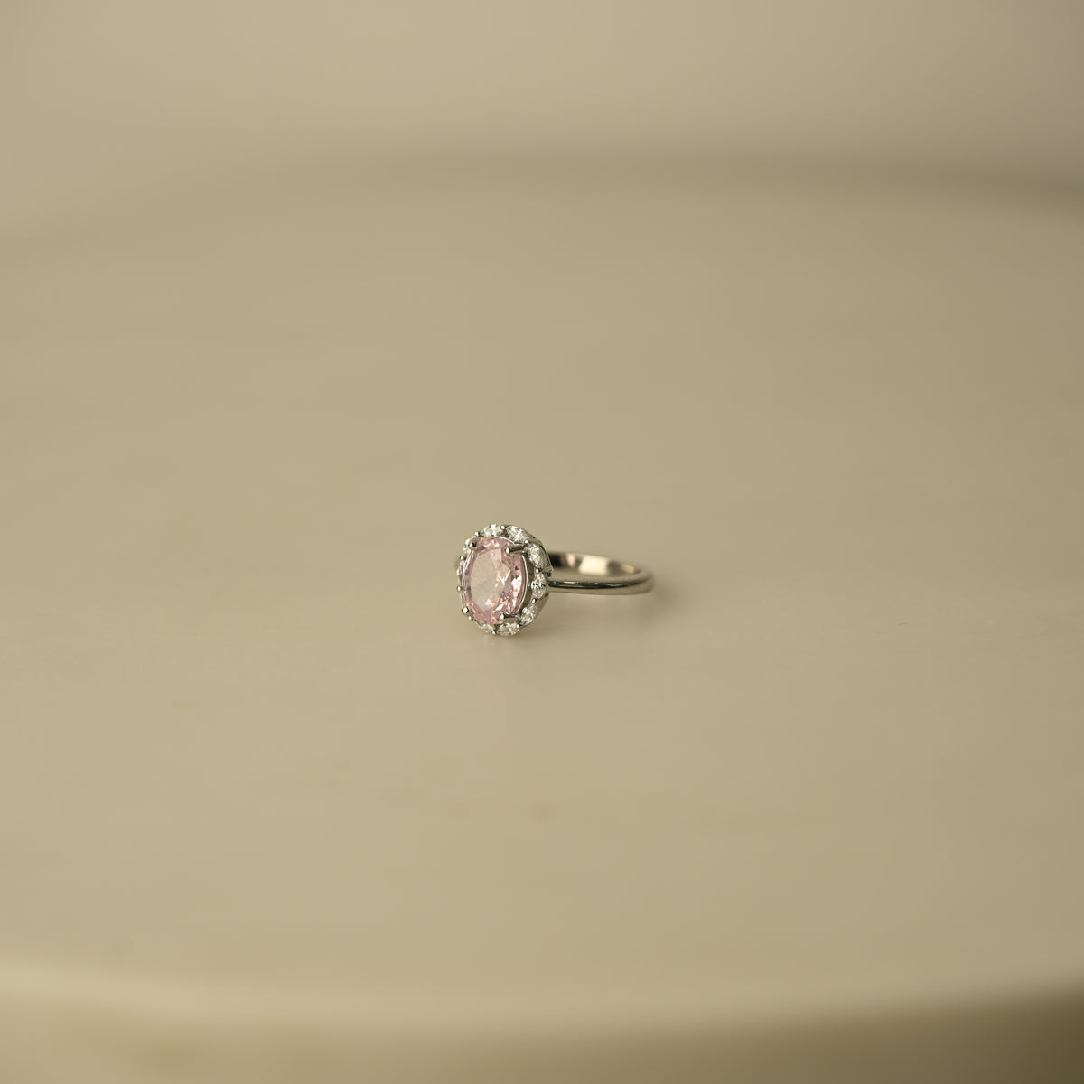 Oval Halo Crystal Statement Ring