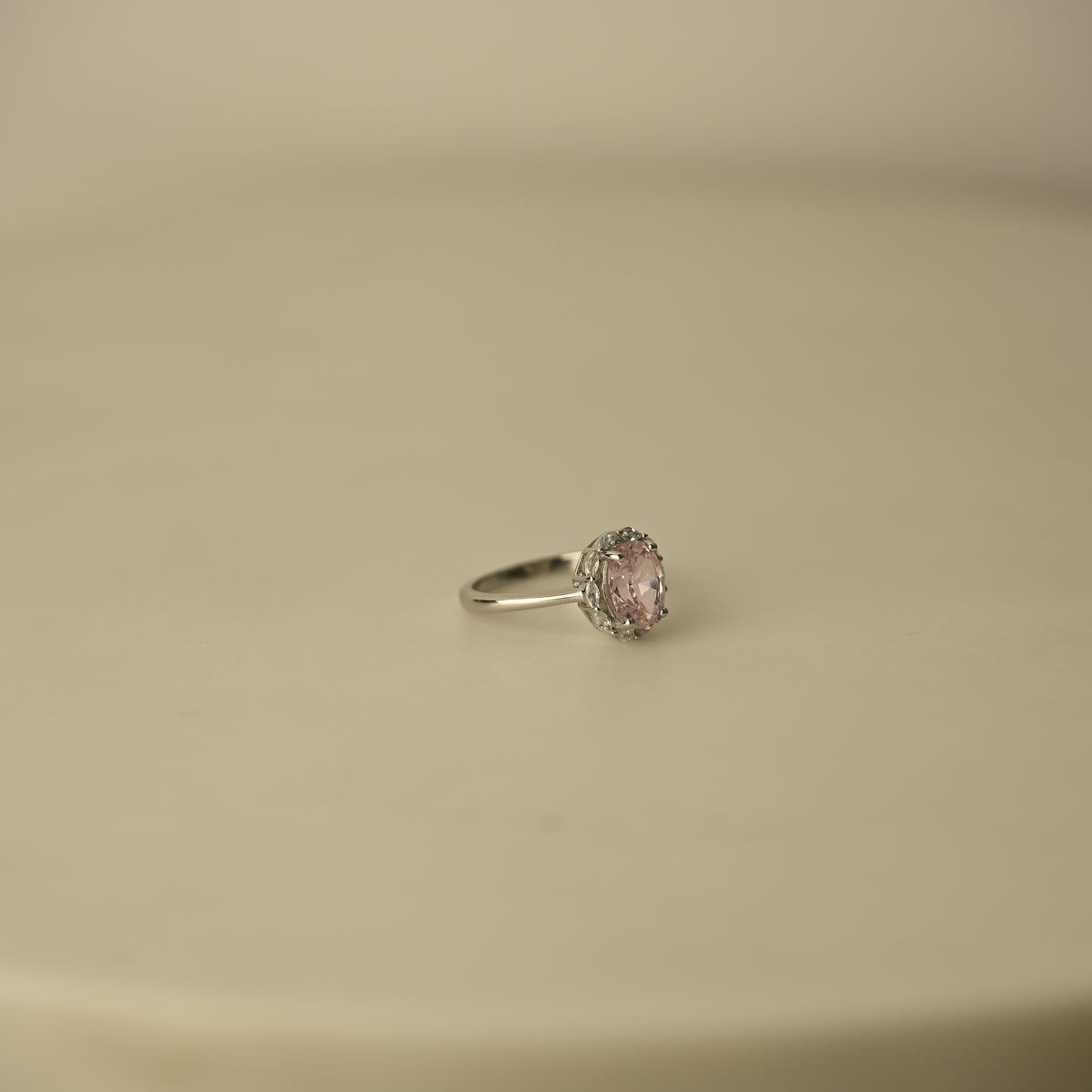 Oval Halo Crystal Statement Ring