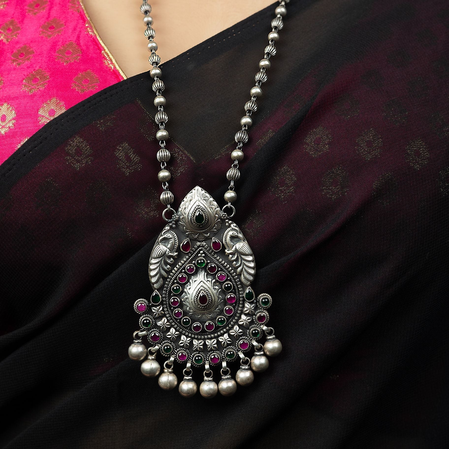 Delightful Long Necklace With Matar Mala silverhousebyrj