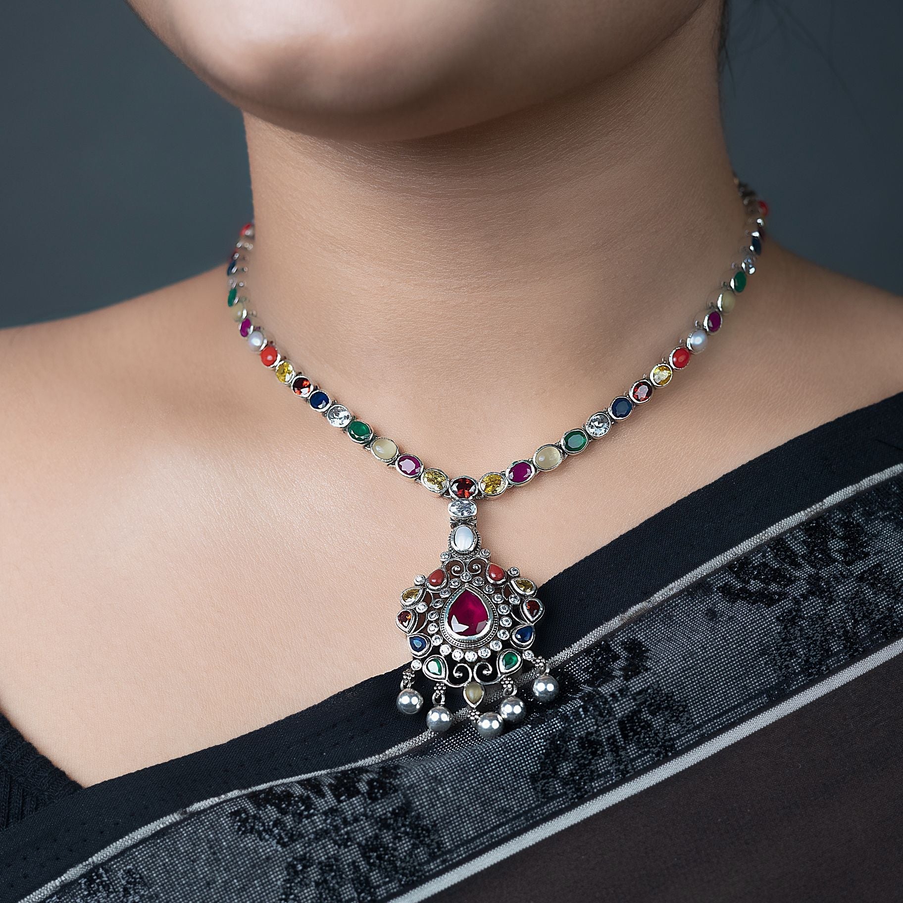 Delightful Navratna necklace silverhousebyrj