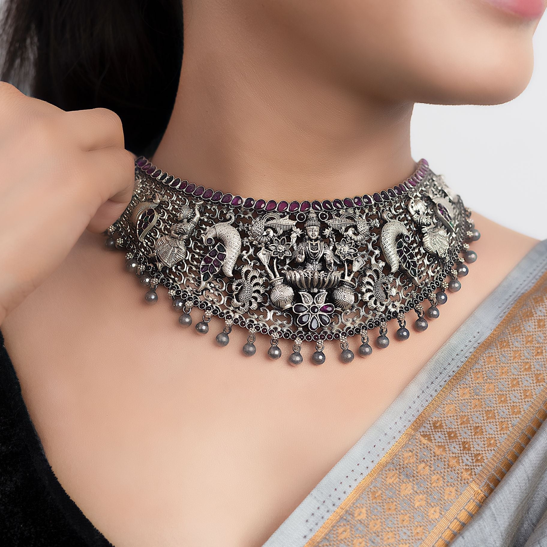 Divine Goddess Laxmi Necklaces silverhousebyrj