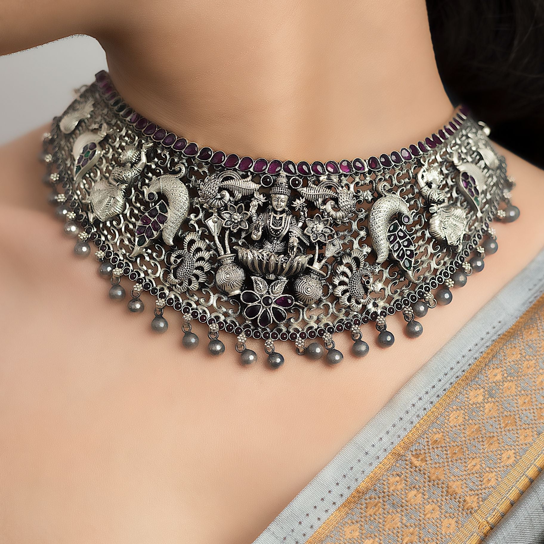 Divine Goddess Laxmi Necklaces silverhousebyrj