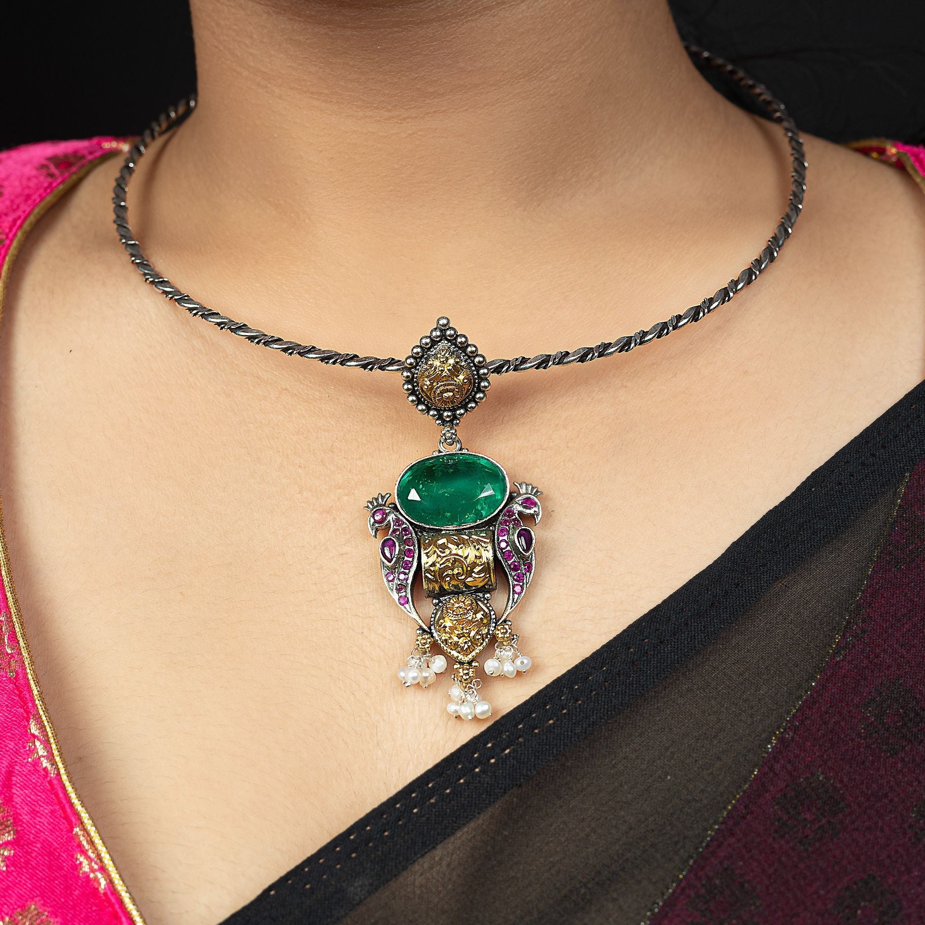 Elegant Hasli With Alluring Pendant With Peacocks Aside silverhousebyrj