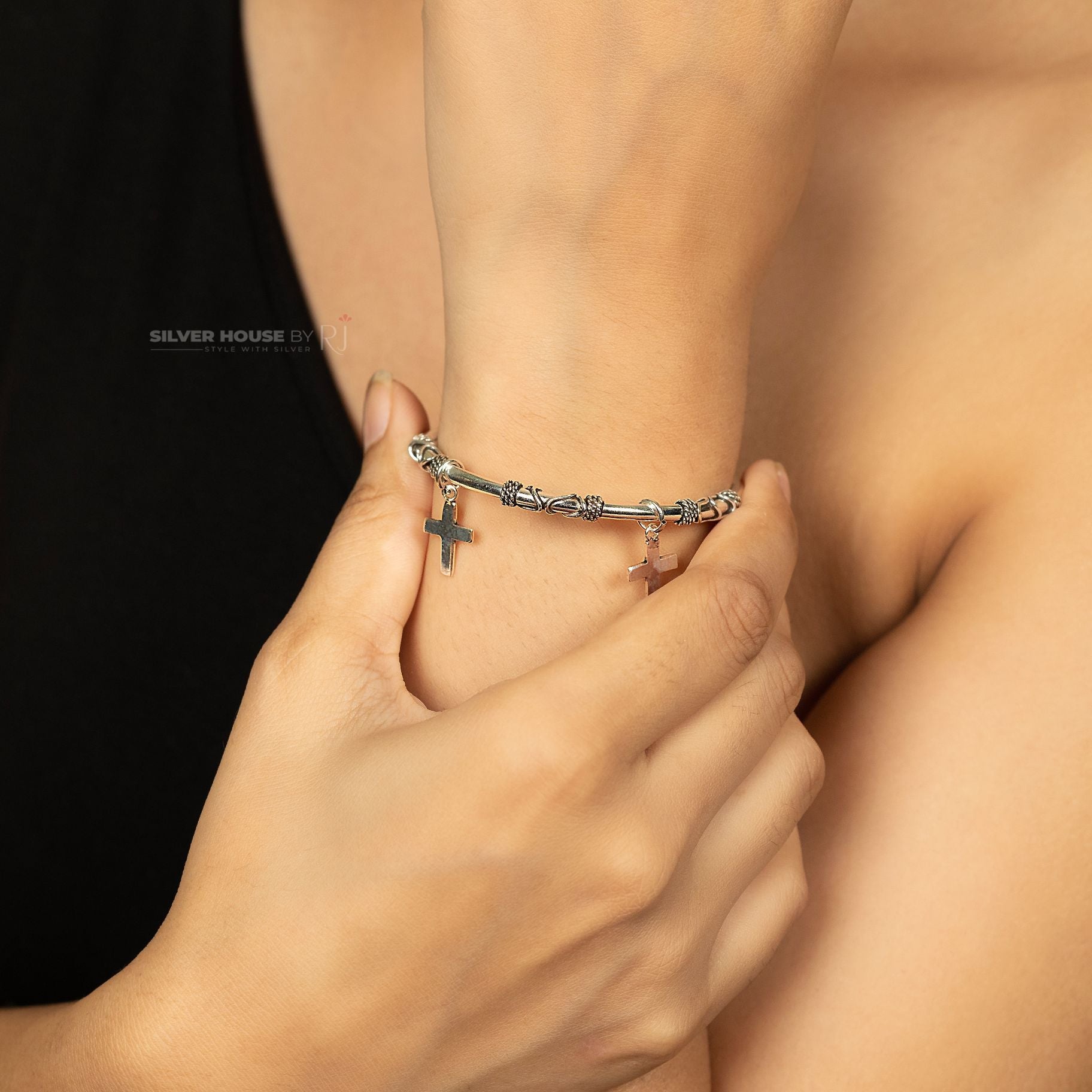 Elegant Italian Kada With Hanging Tiny Charms silverhousebyrj