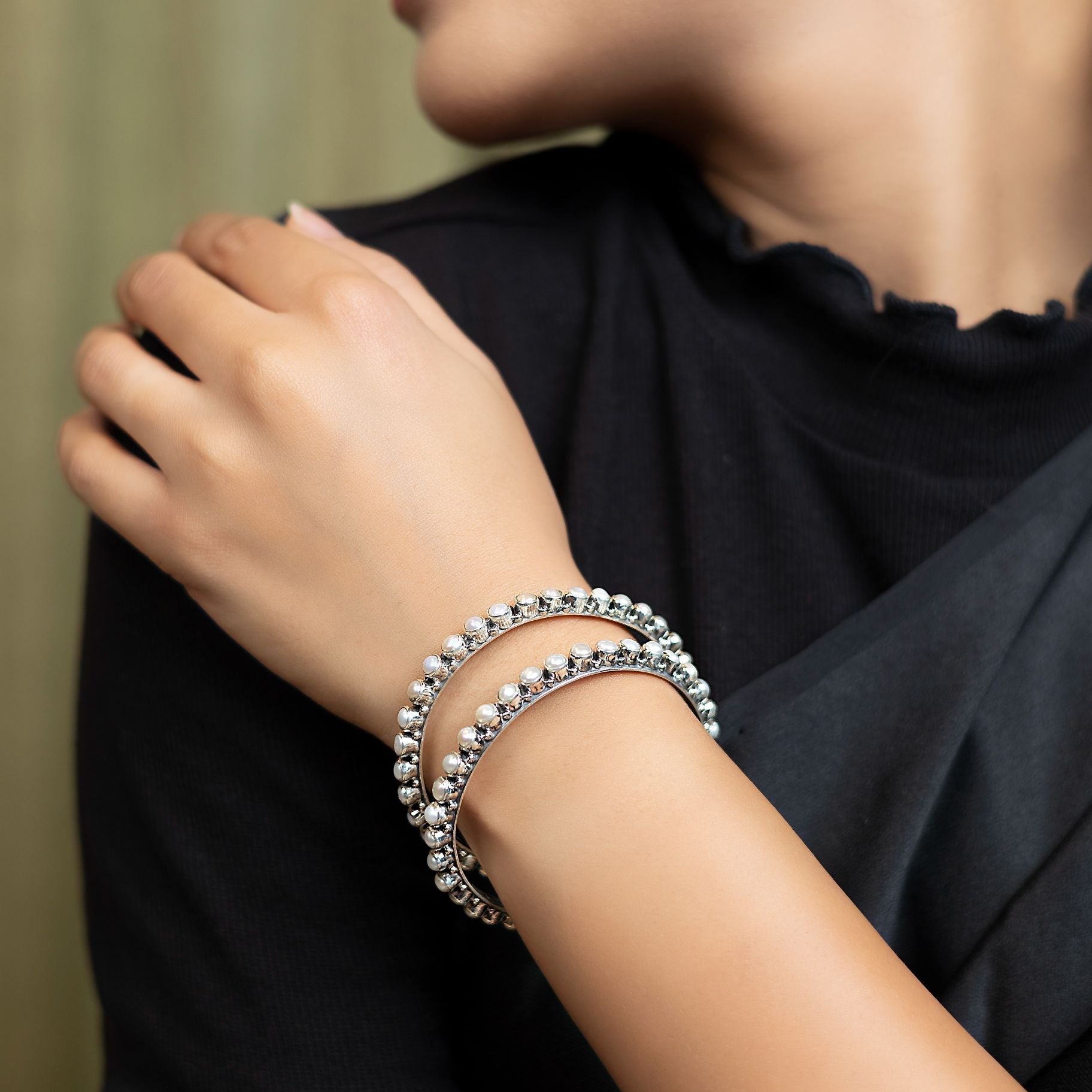 Elegant Pearl Studded Bangle silverhousebyrj