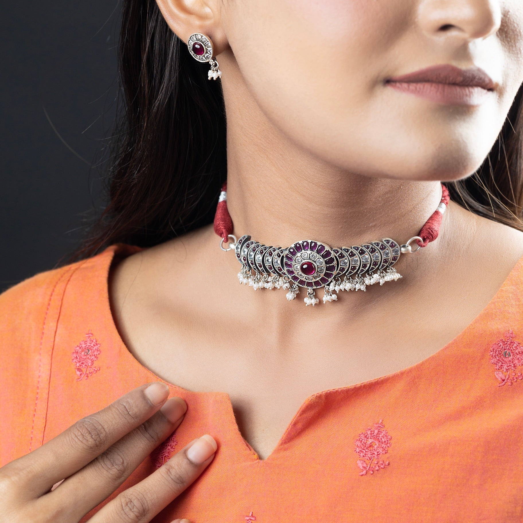 Exquisite Chokar Set With Earrings silverhousebyrj