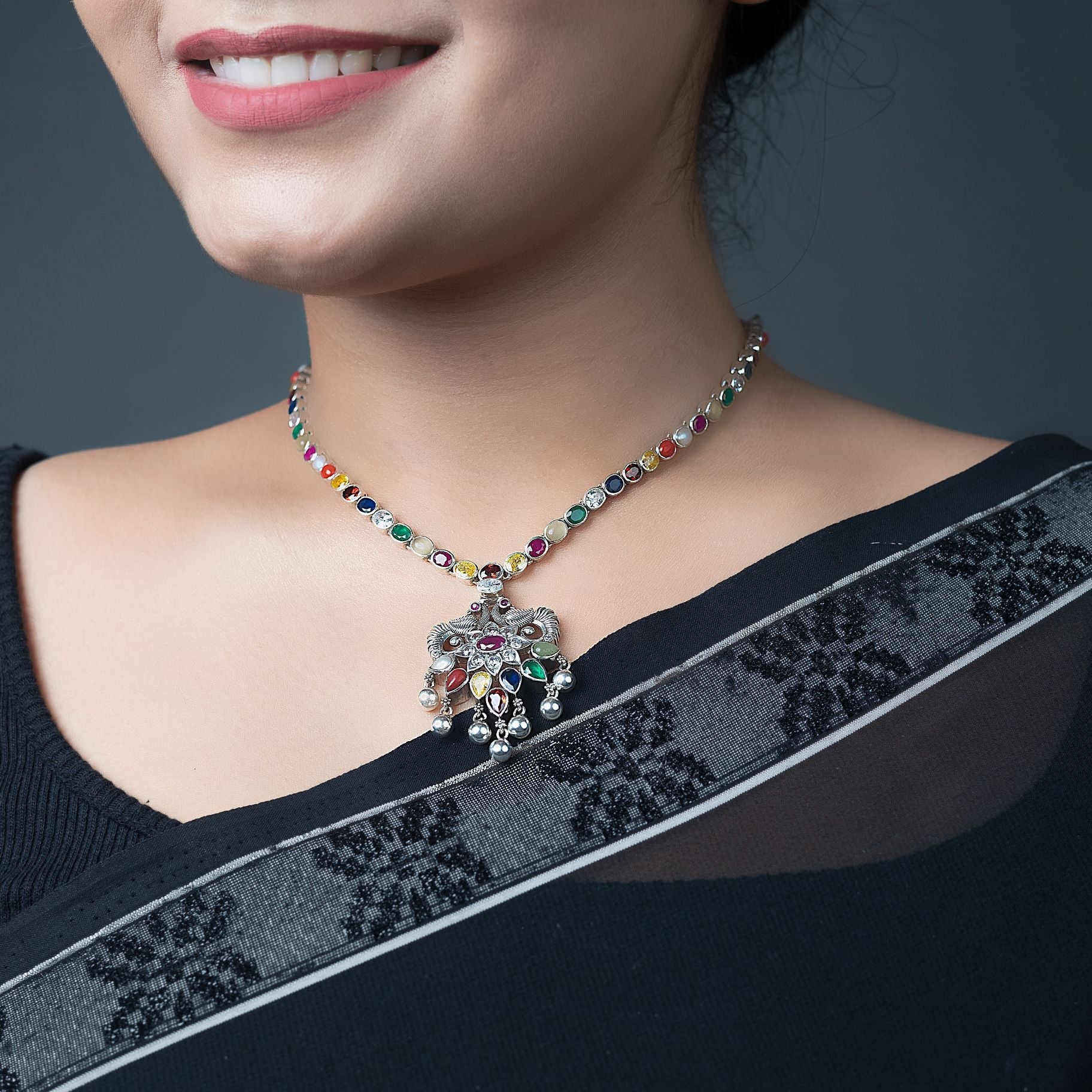 Exquisite Navratna Neck piece silverhousebyrj