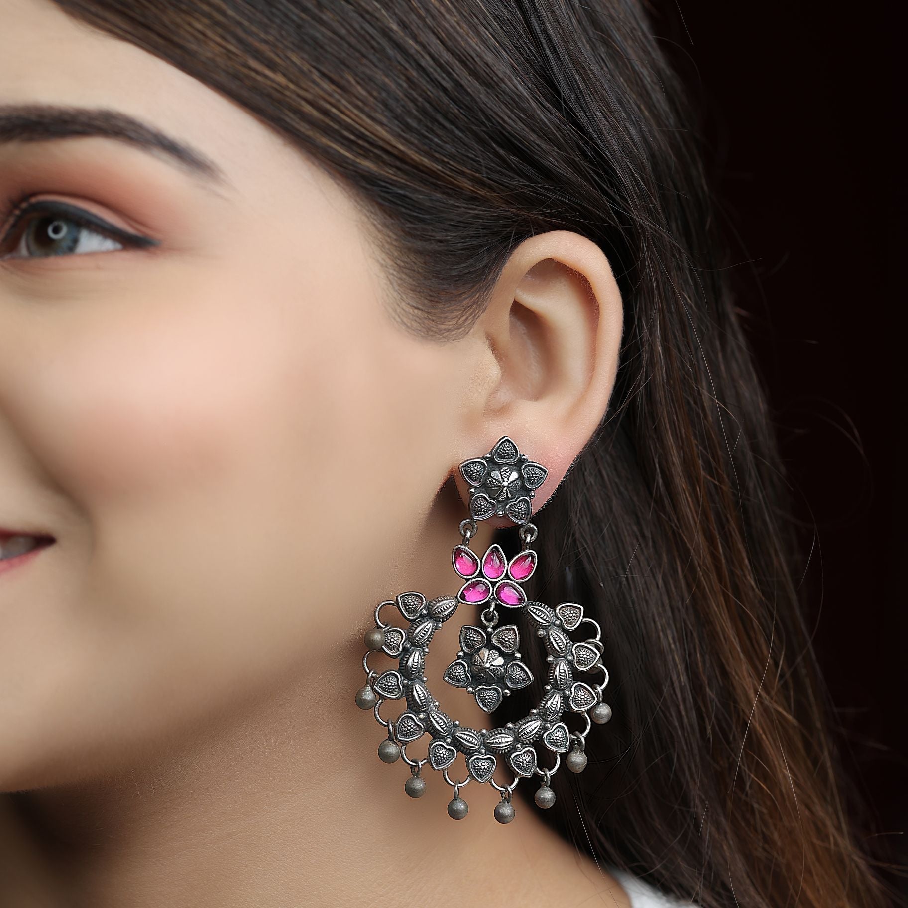 Floral Chand Bali Earrings silverhousebyrj