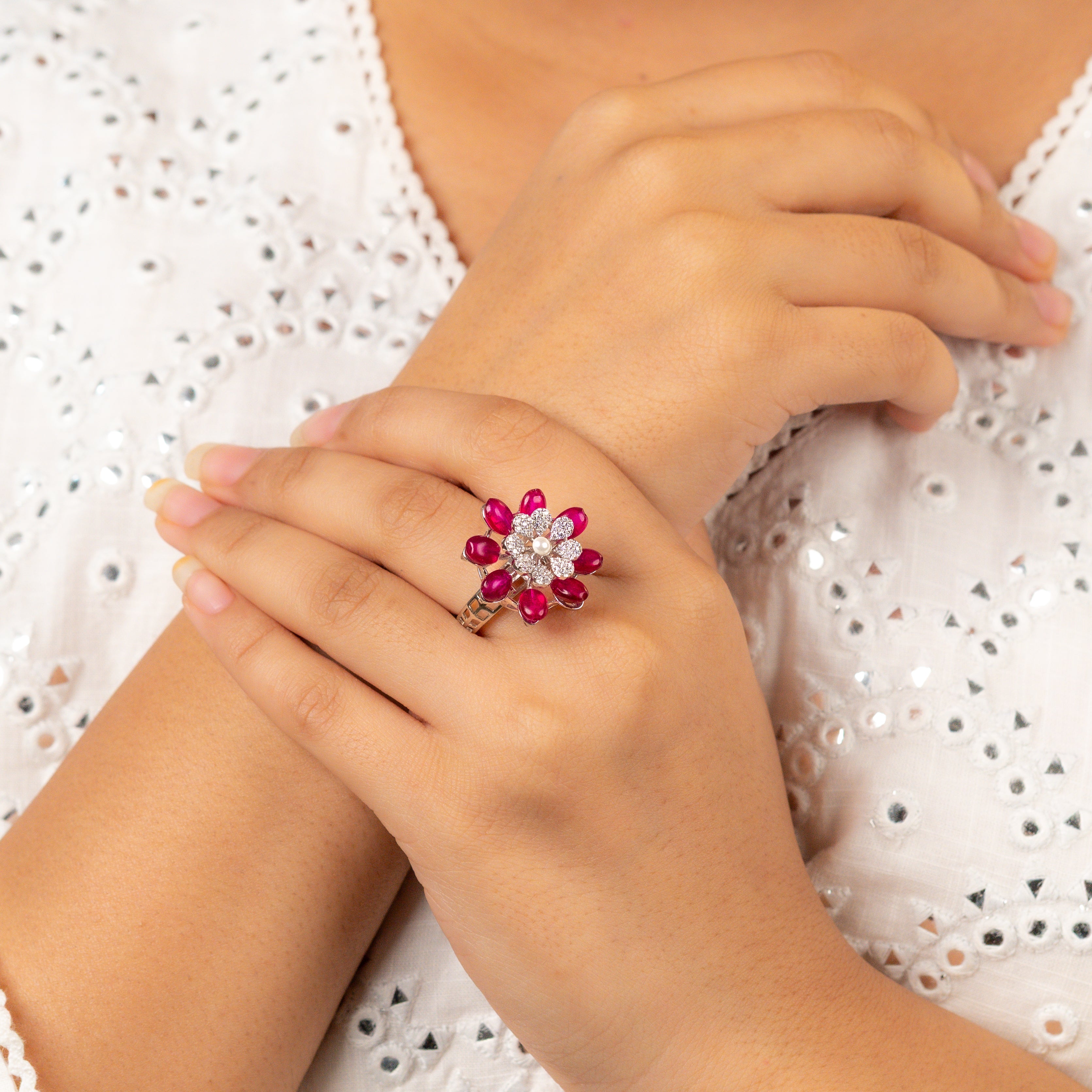 Ruby Blossom Ring