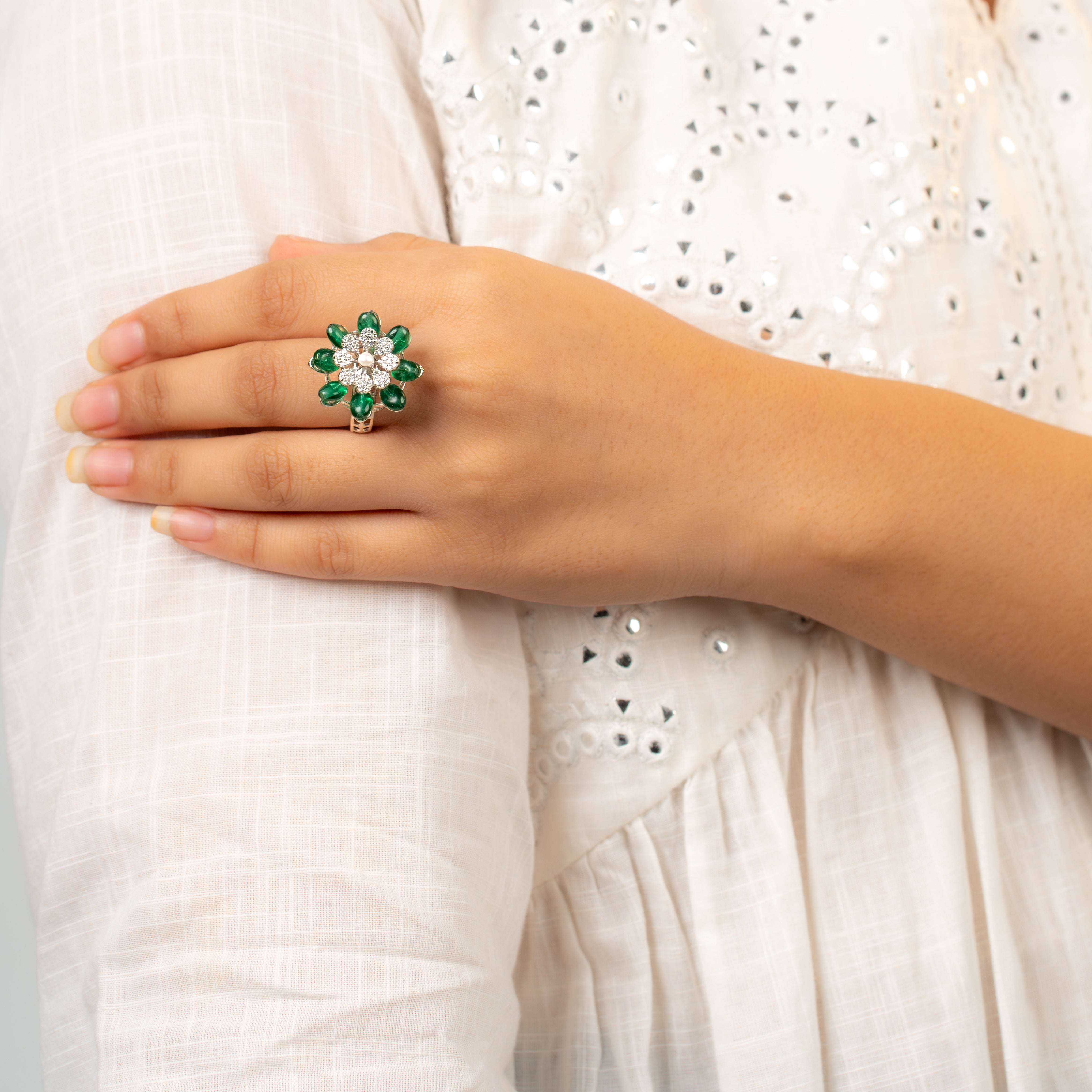 Royal Green Petal Ring