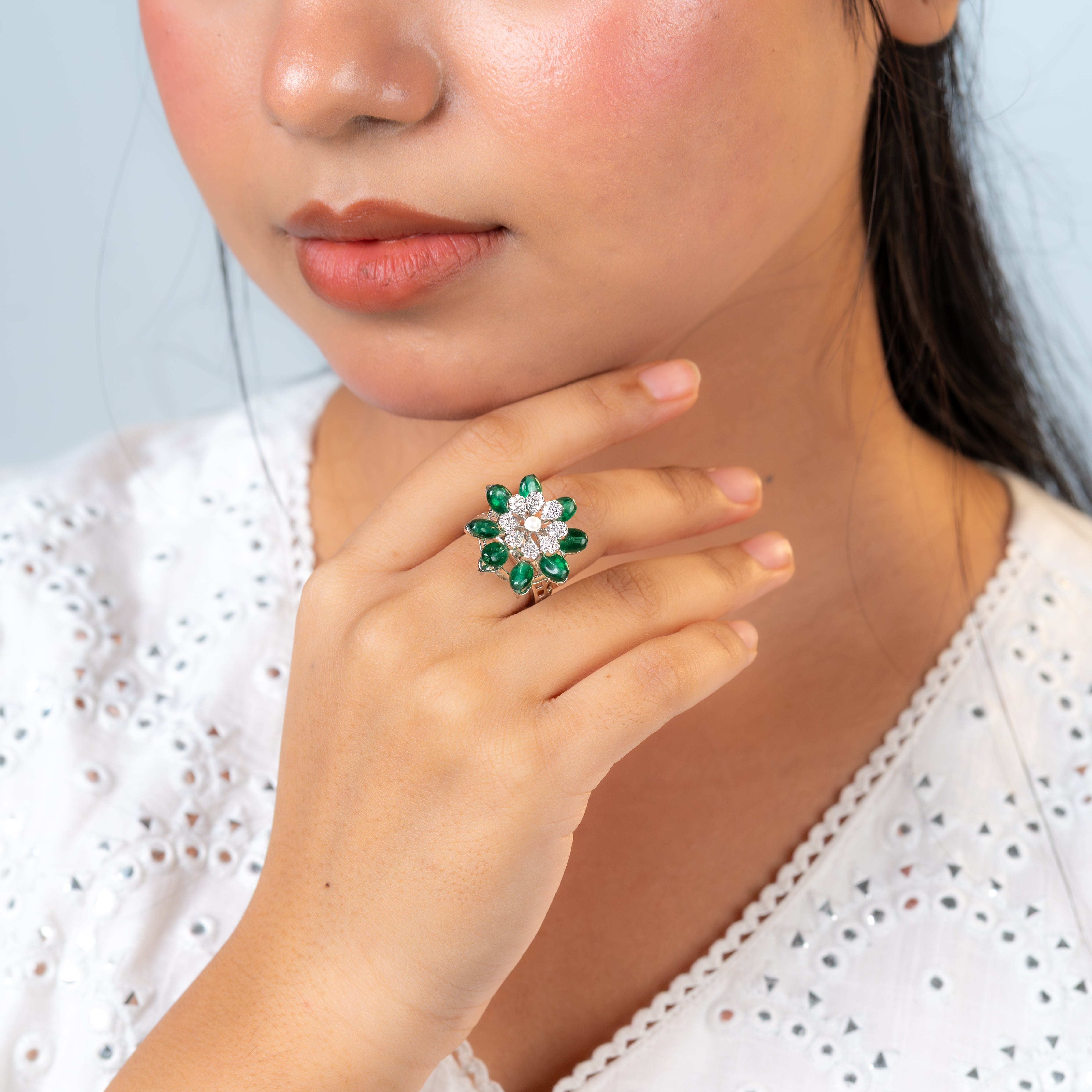 Royal Green Petal Ring
