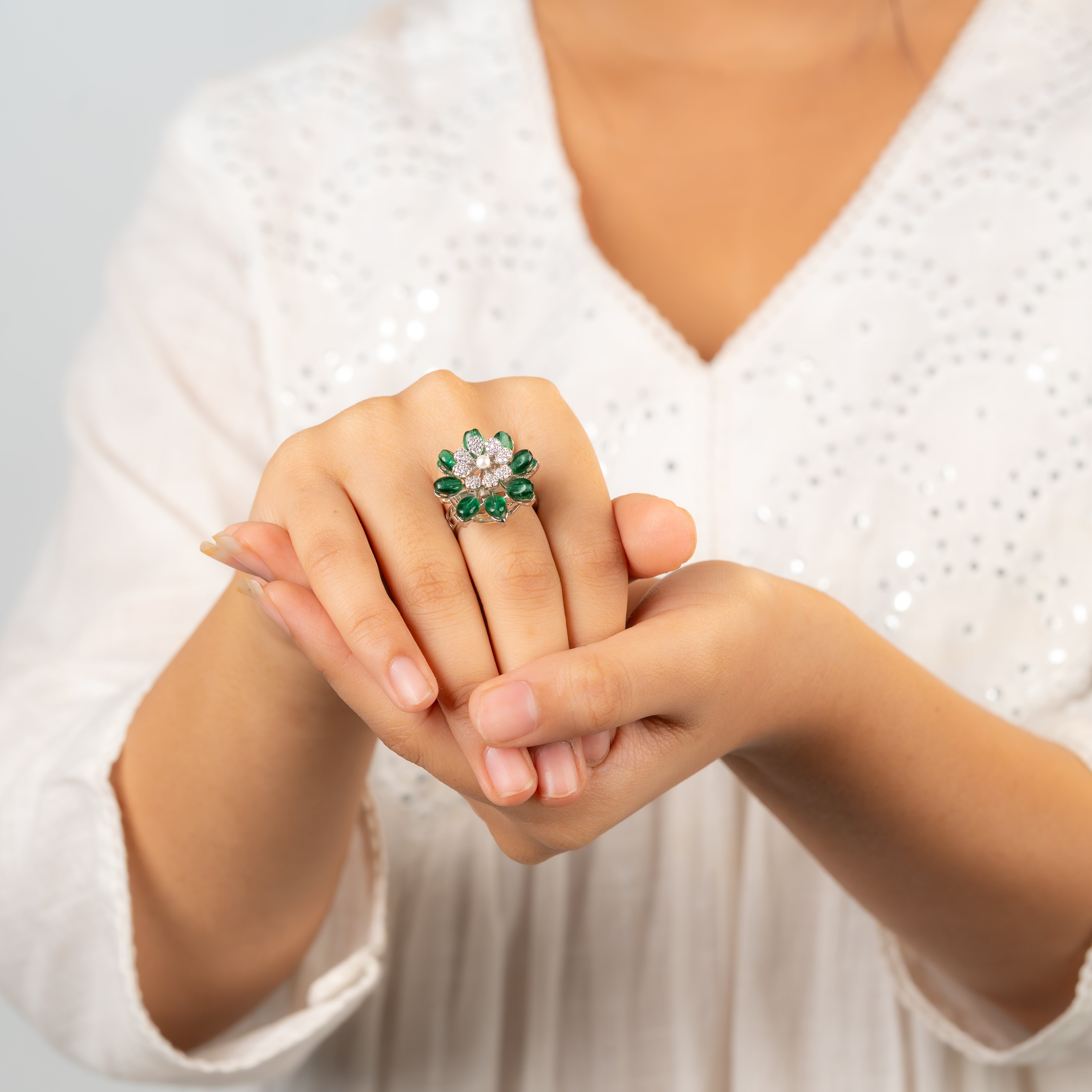 Royal Green Petal Ring