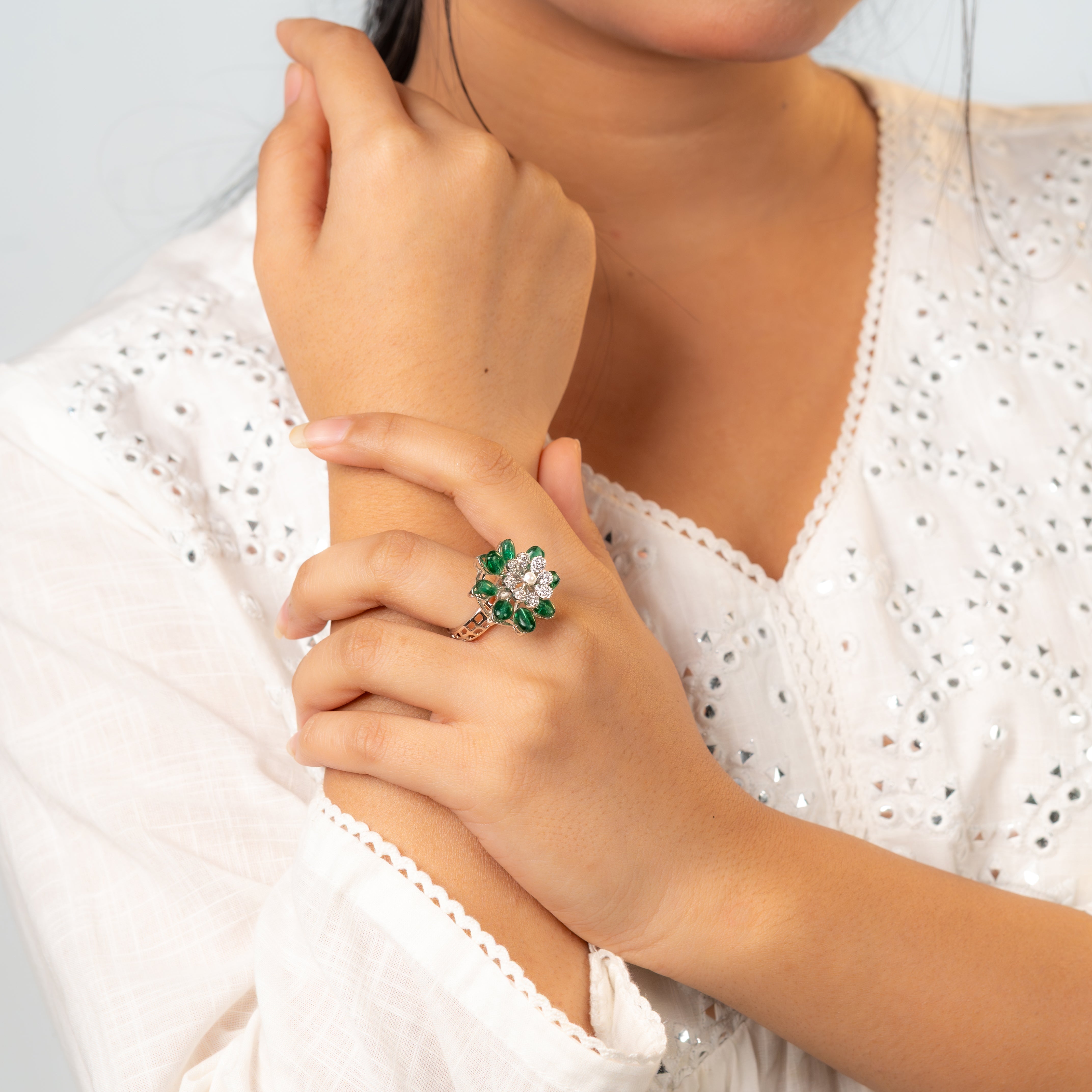 Royal Green Petal Ring