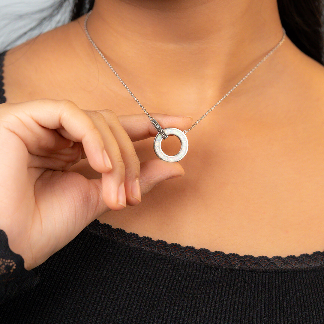 Circle Lock Silver Necklace
