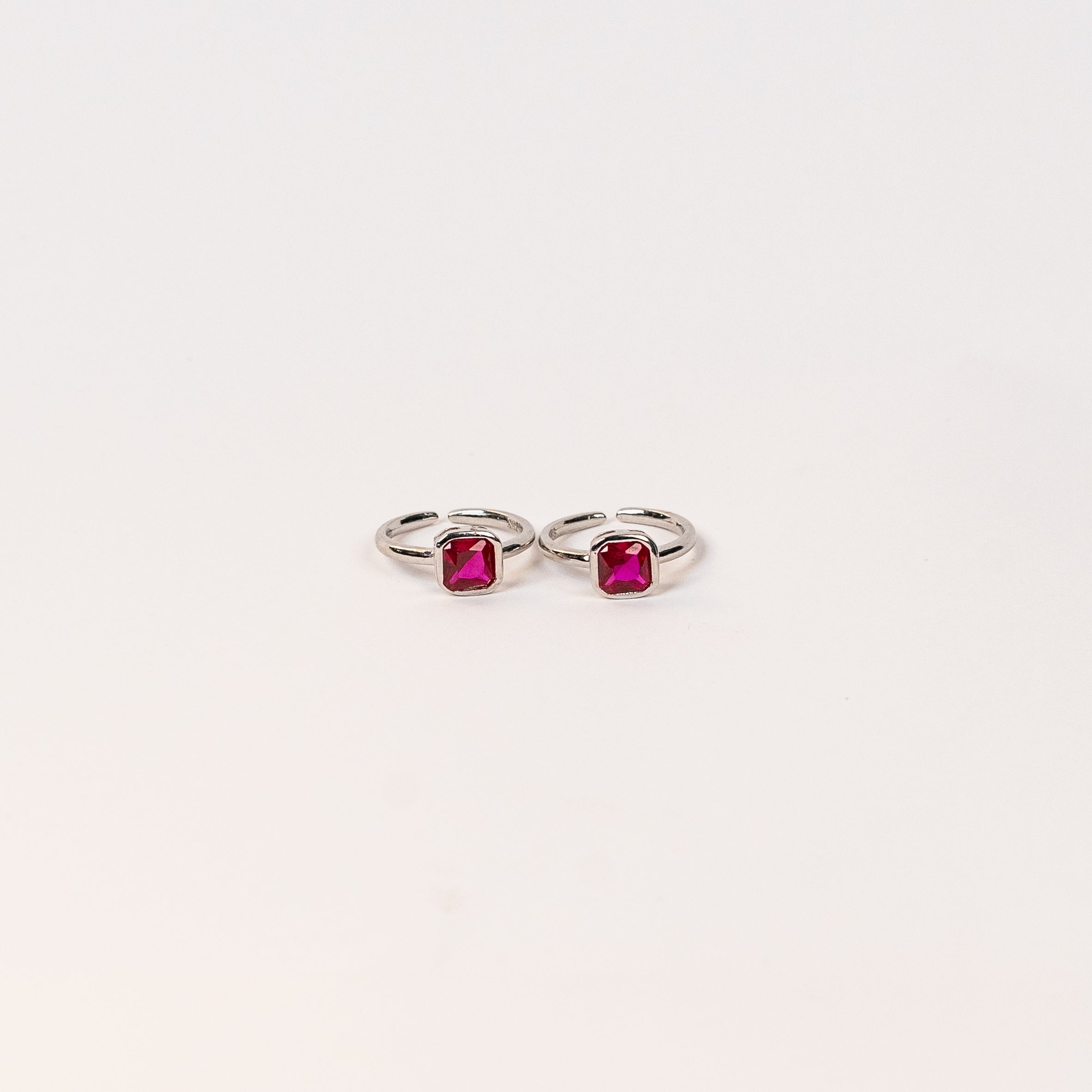 Graceful Ruby Silver Toe Rings