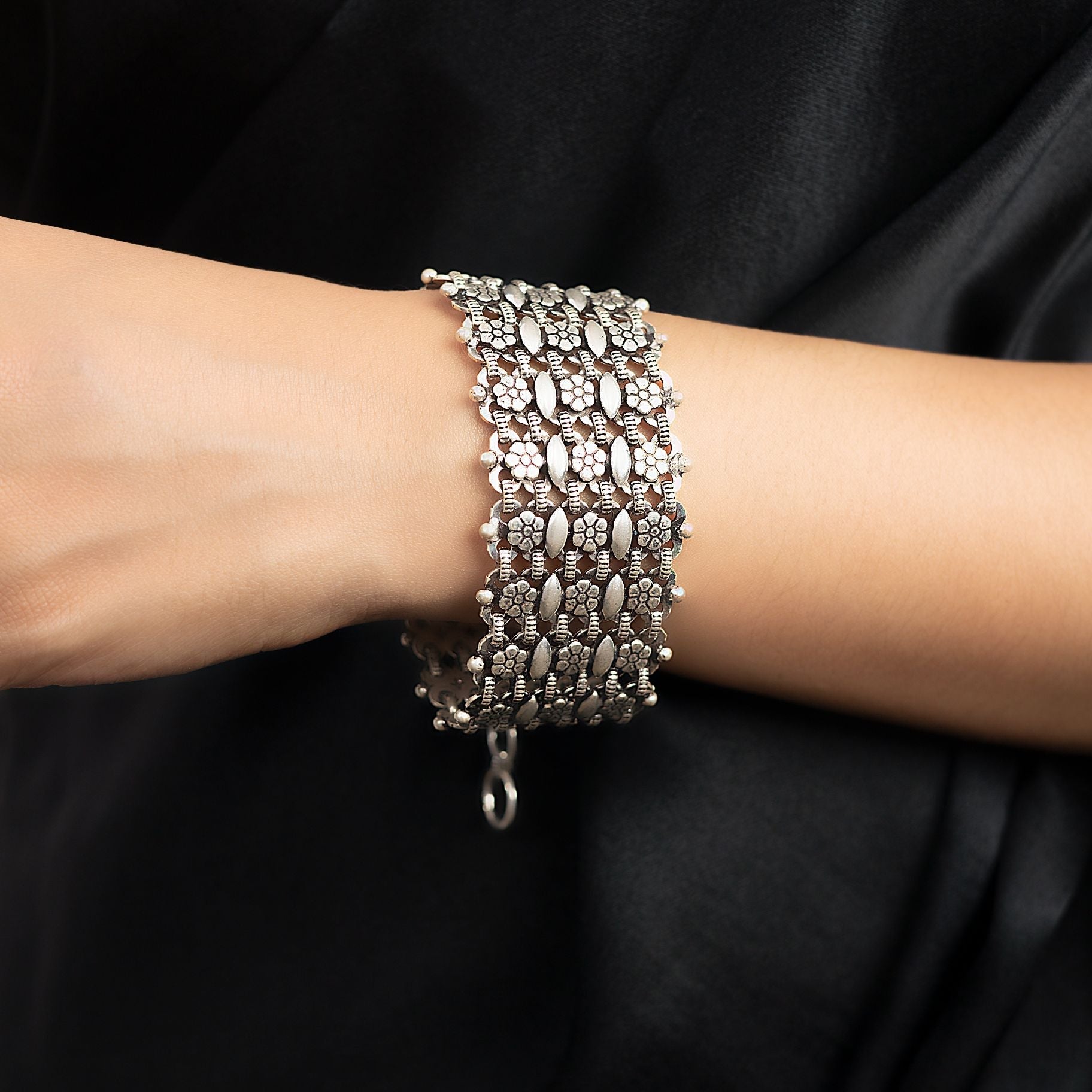 Intricate Silver Floral Jali Bracelet silverhousebyrj