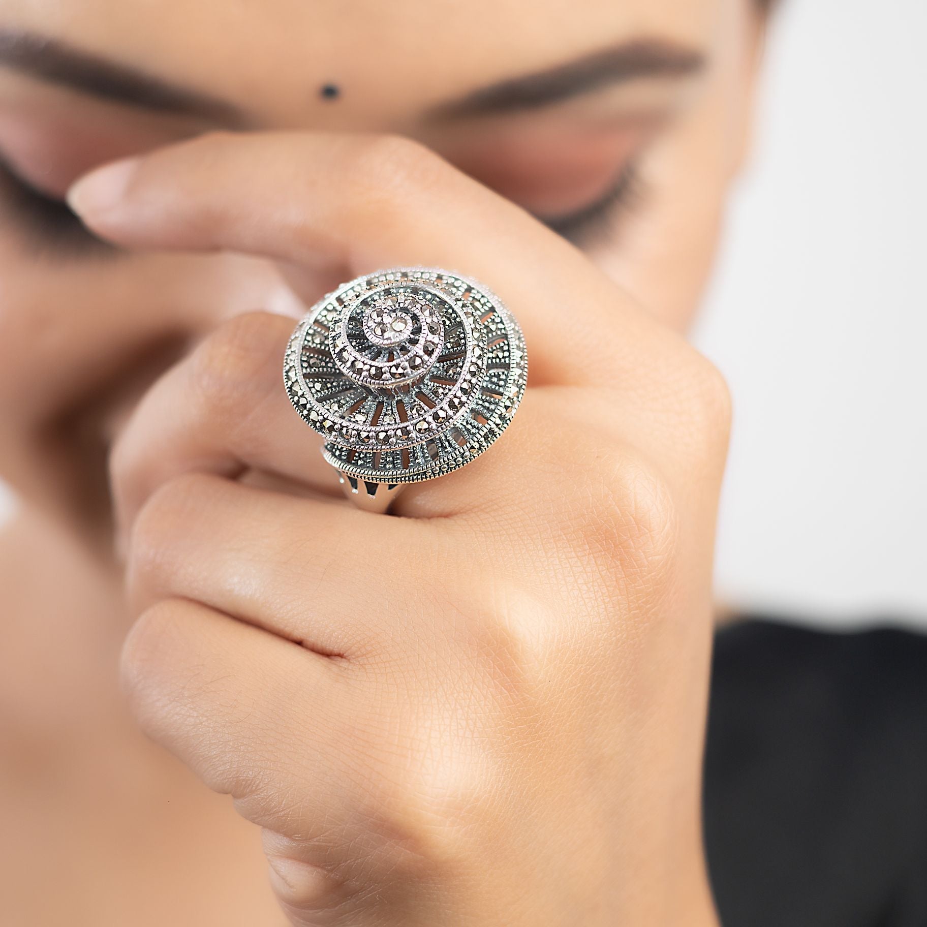 Marcasite Snail Cocktail Ring silverhousebyrj