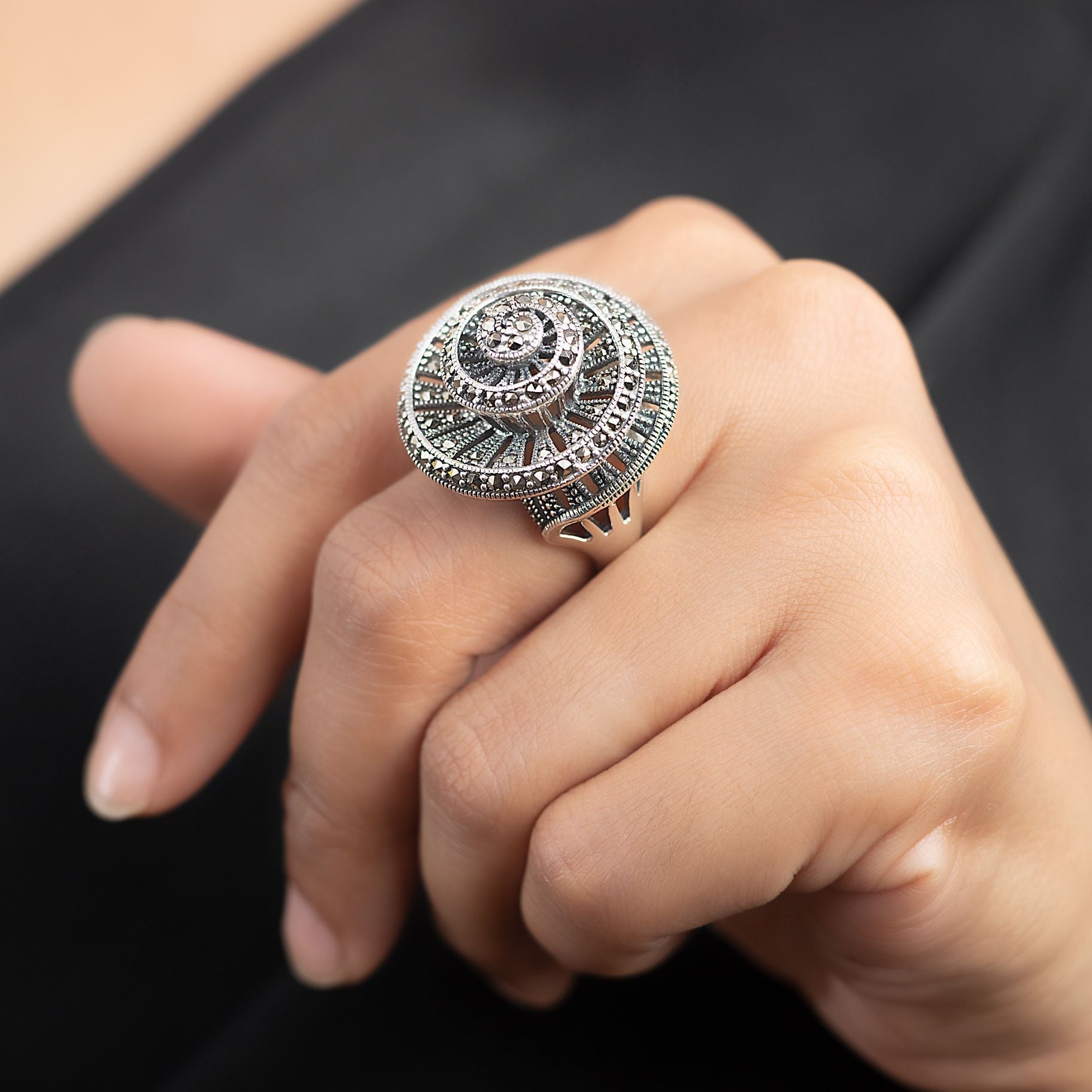 Marcasite Snail Cocktail Ring silverhousebyrj