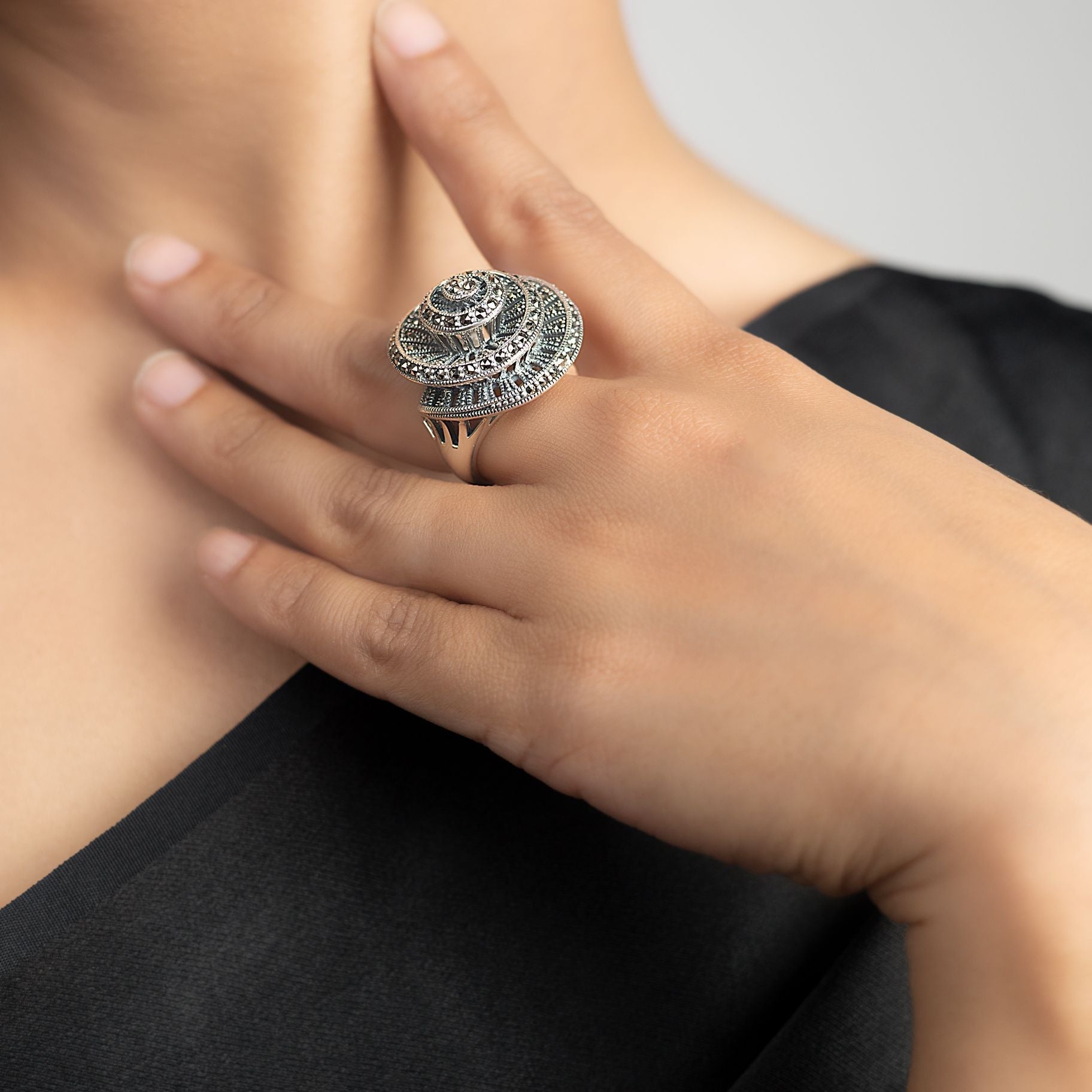 Marcasite Snail Cocktail Ring silverhousebyrj