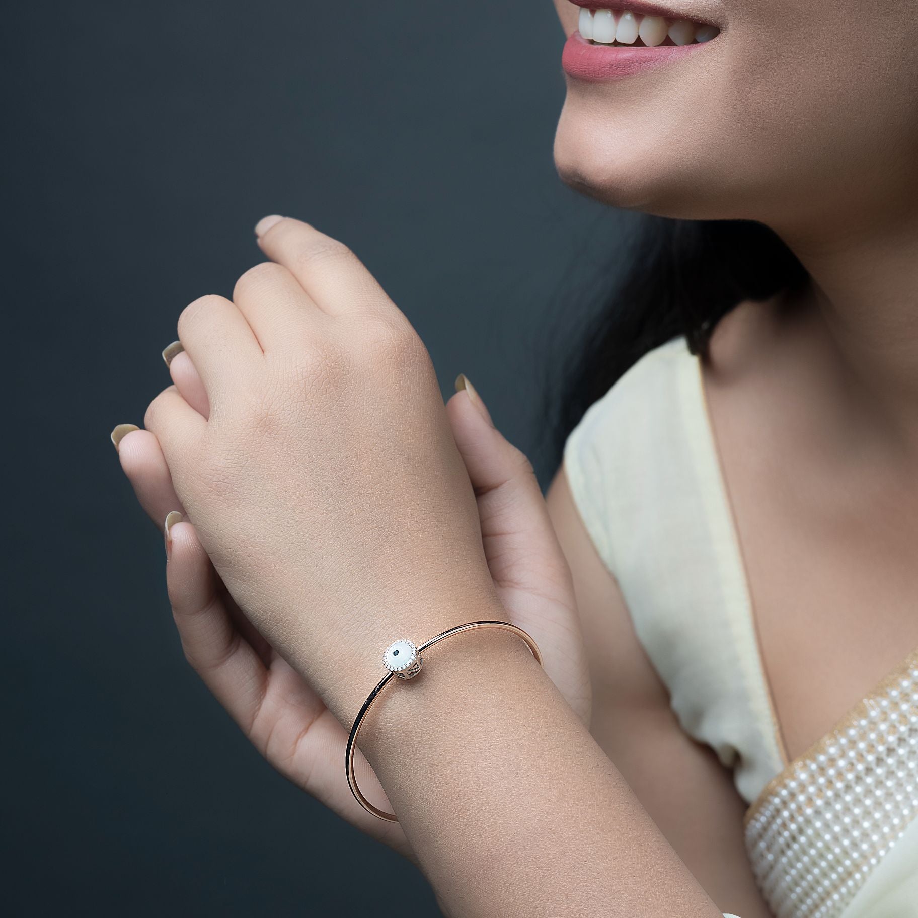 Mesmerizing Silver Evil Eye Bangle silverhousebyrj