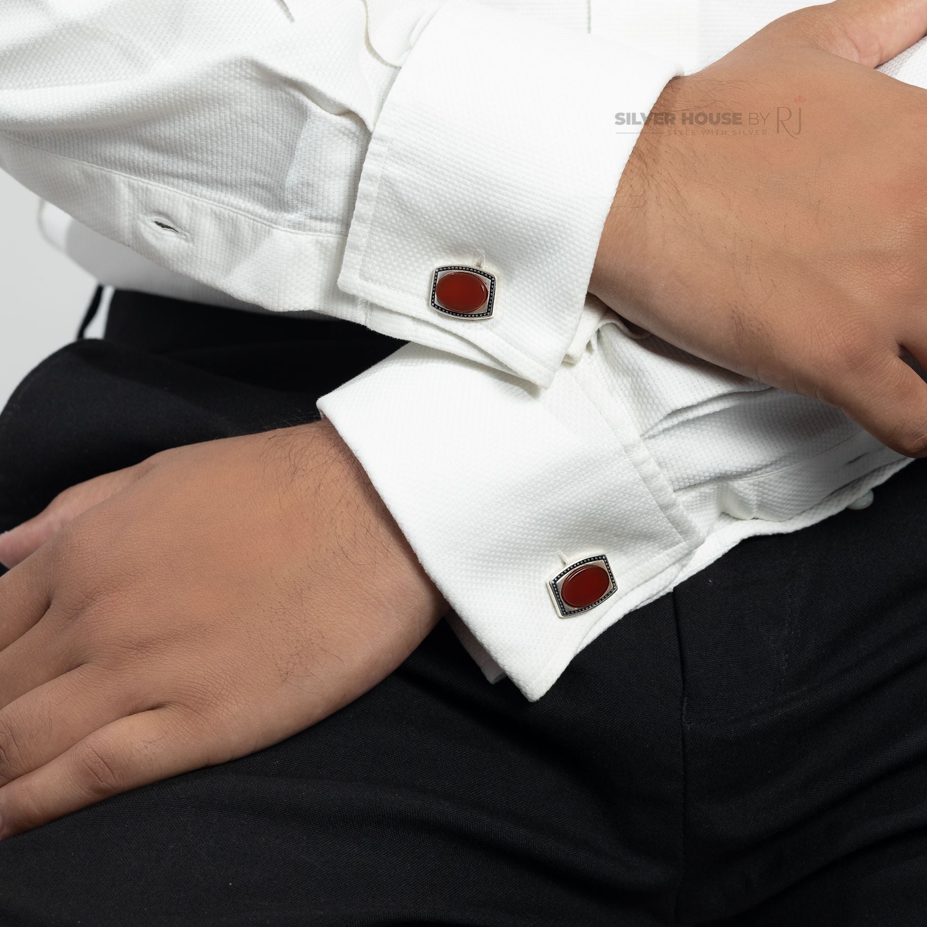 Red Agate Cufflinks silverhousebyrj