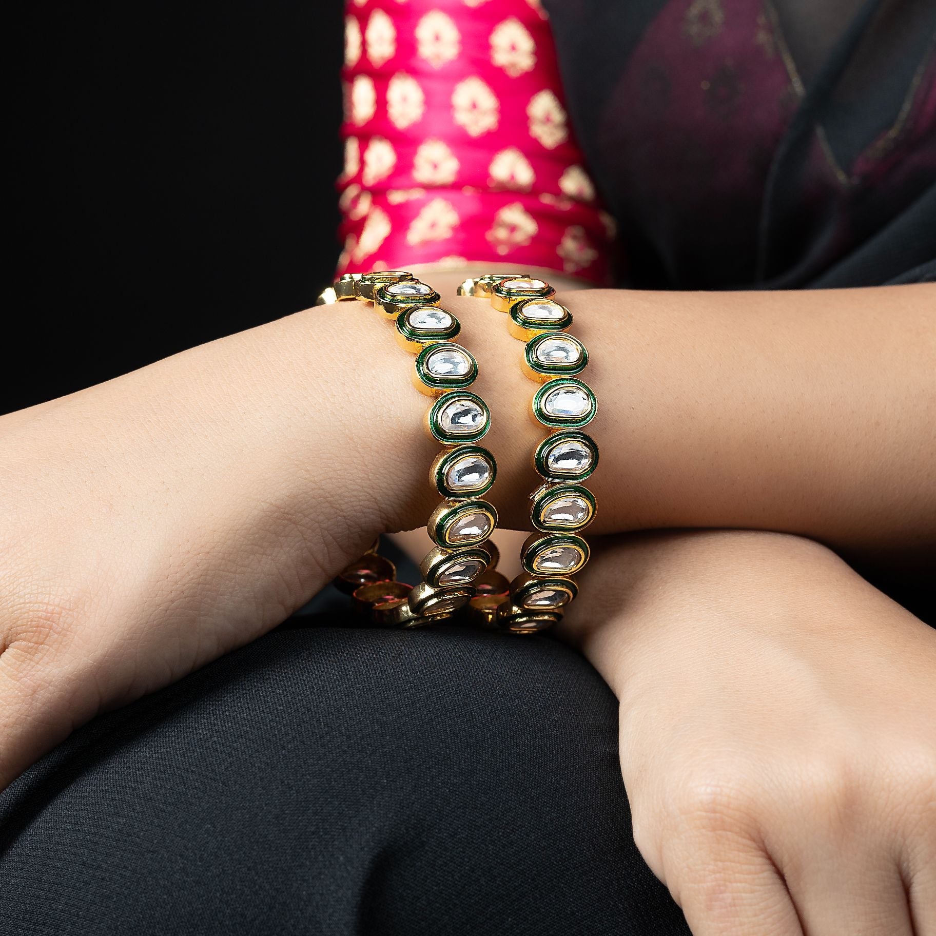 Shahi Kundan Studded Bangles silverhousebyrj