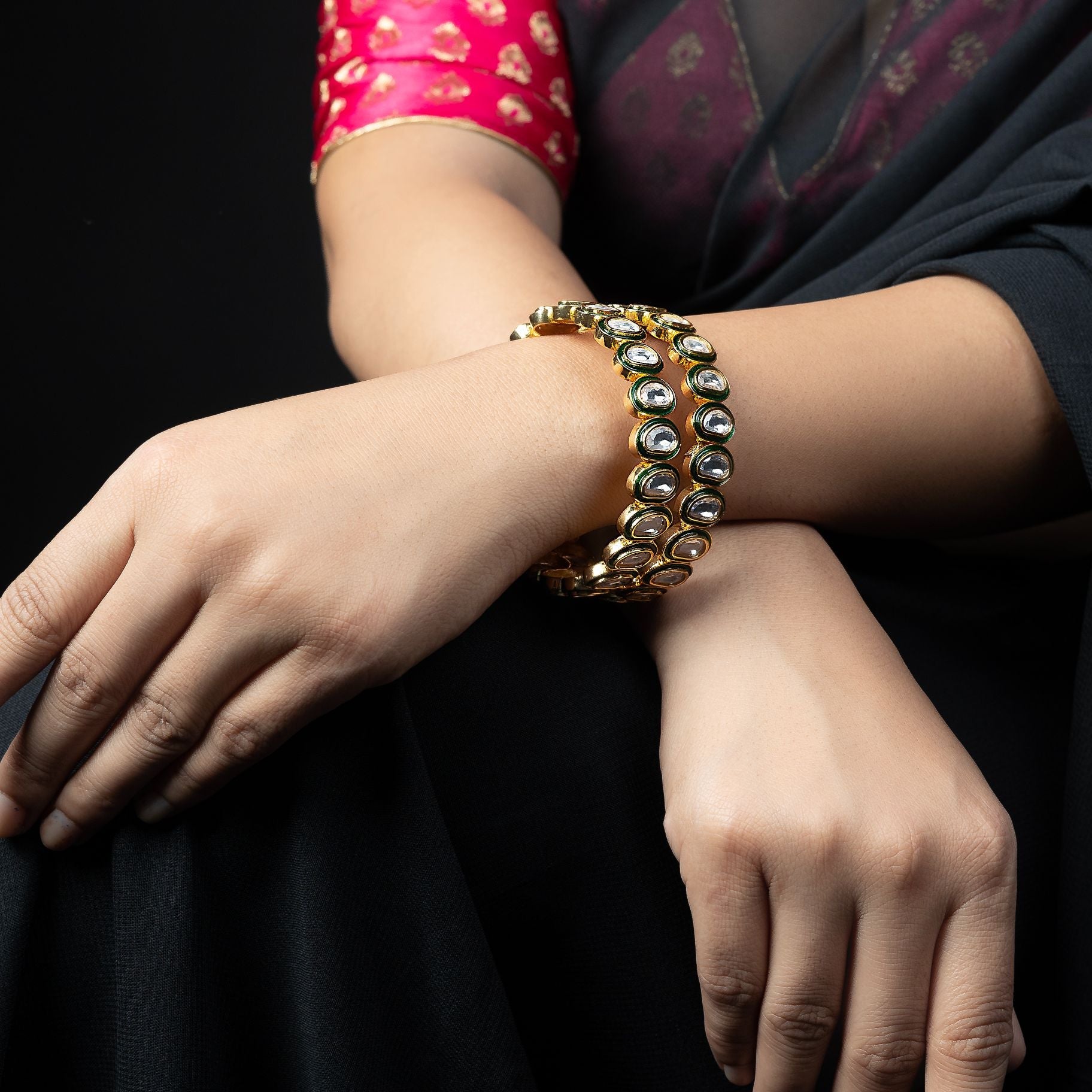 Shahi Kundan Studded Bangles silverhousebyrj