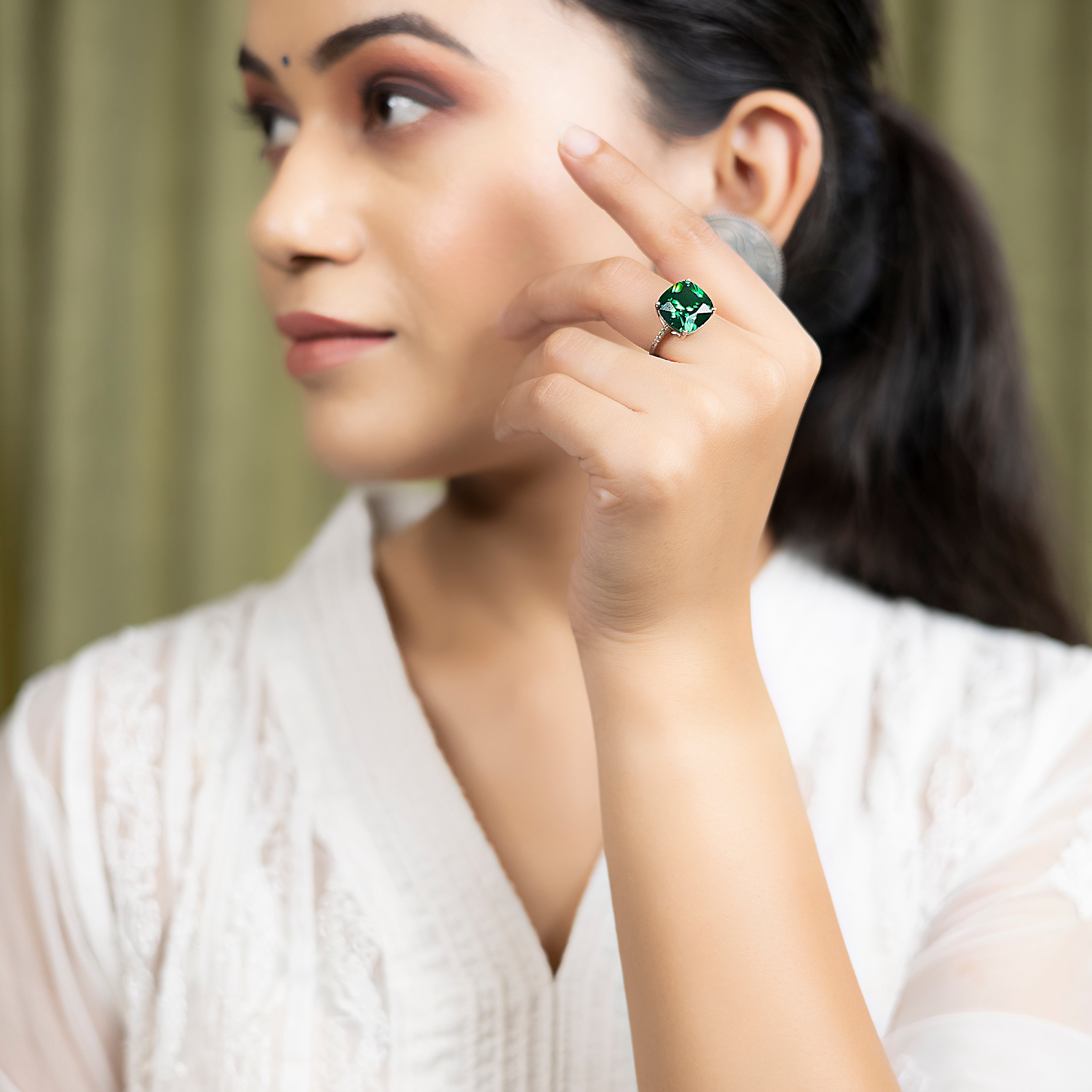 Simple Single Stone Ring with Traditional Indian Flair silverhousebyrj