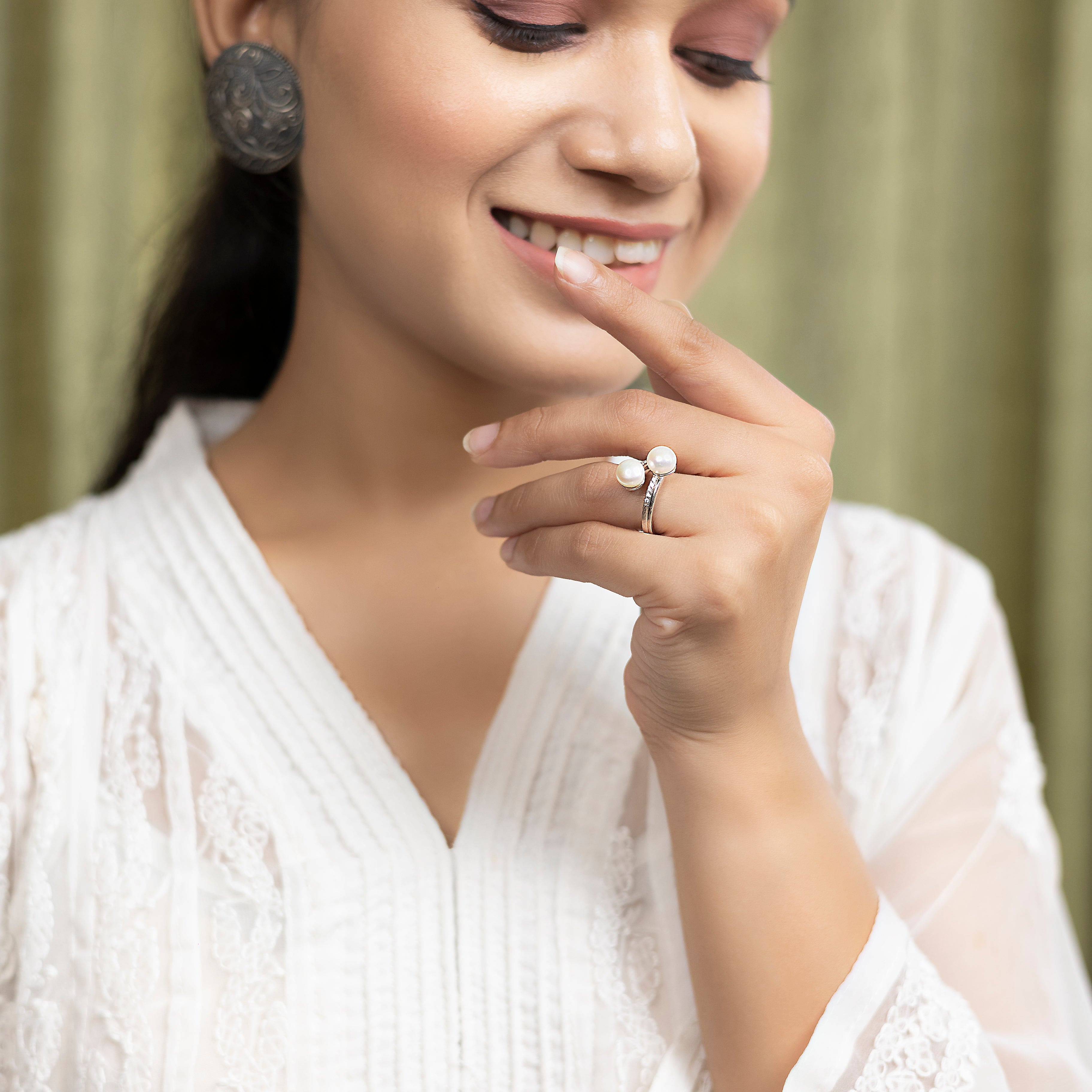 Stylish Pearl Ring with Two Pearls silverhousebyrj