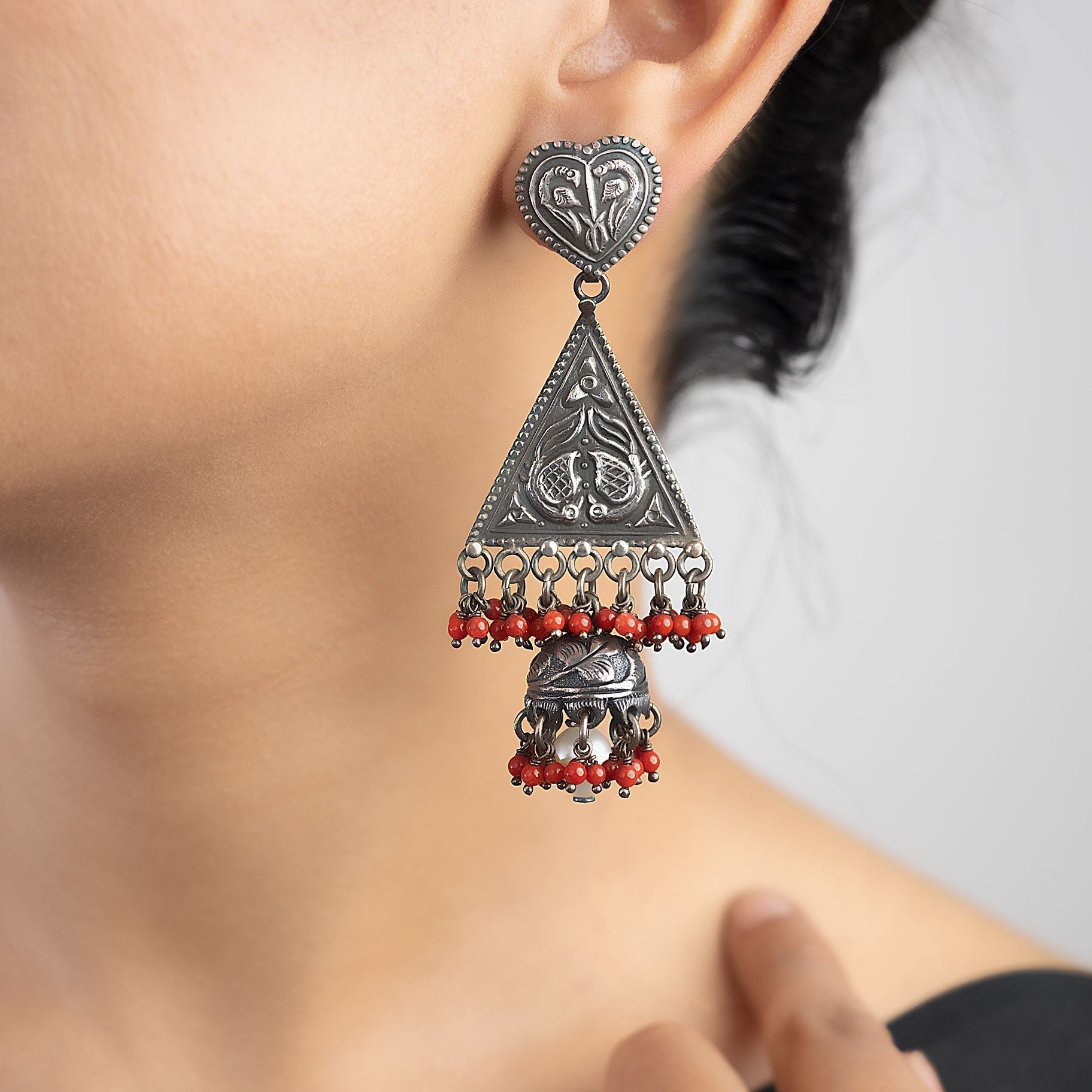 Triangular Afghani Dangler Earrings silverhousebyrj