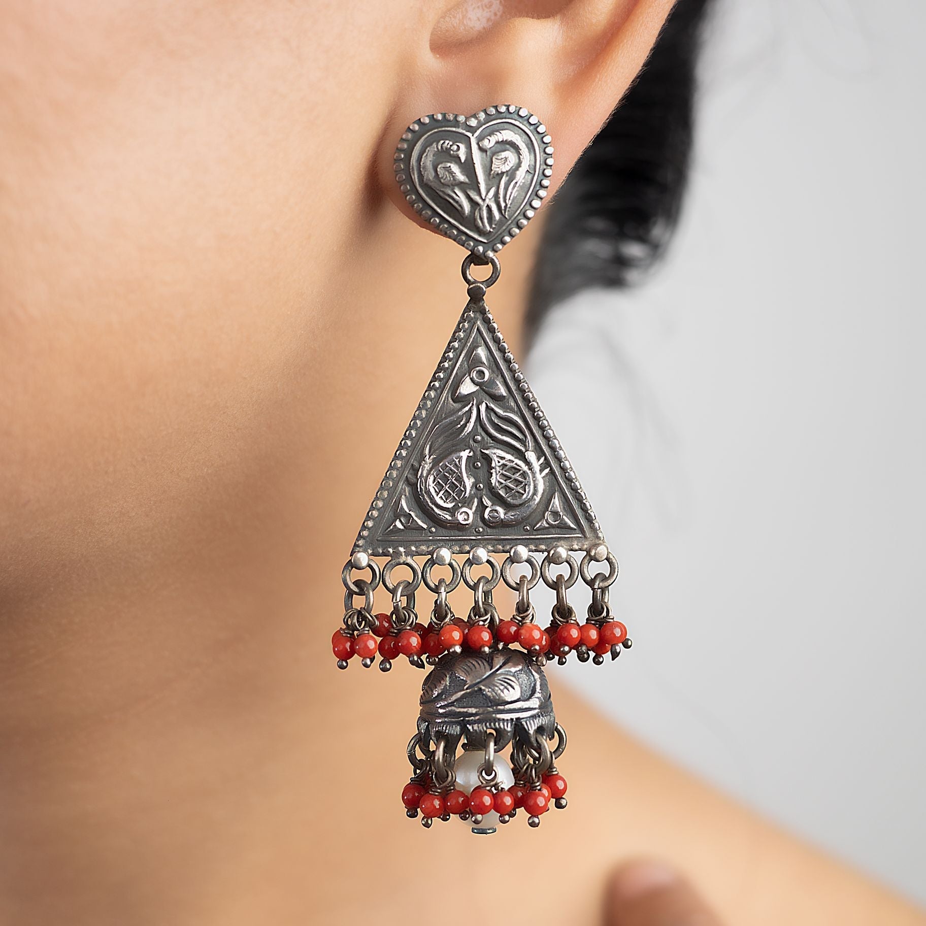 Triangular Afghani Dangler Earrings silverhousebyrj