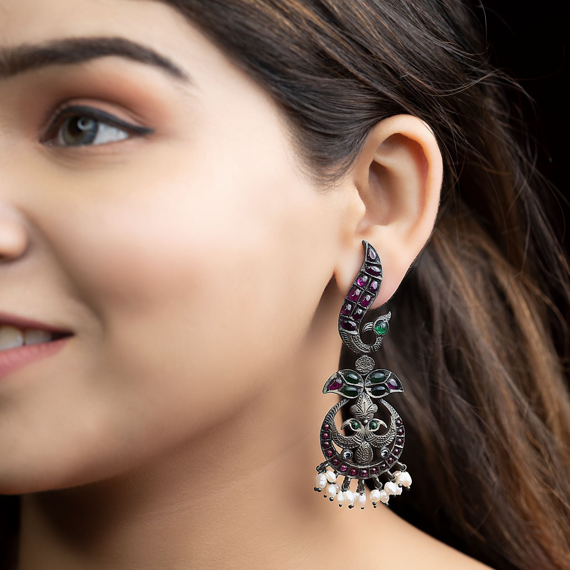 Uniquely Designed Mayur Dangler Earrings silverhousebyrj